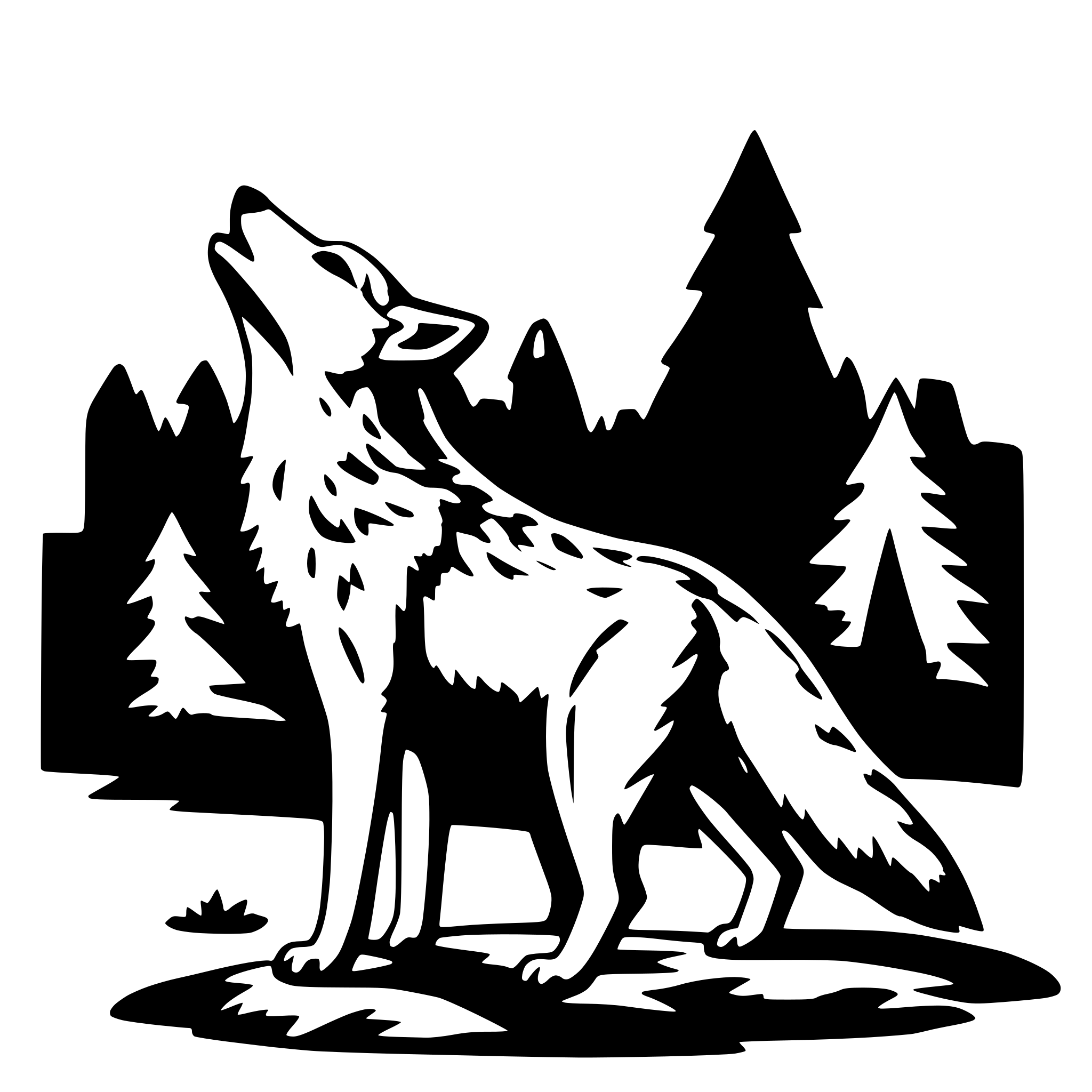 AI-generated SVG of a Coyote howling
