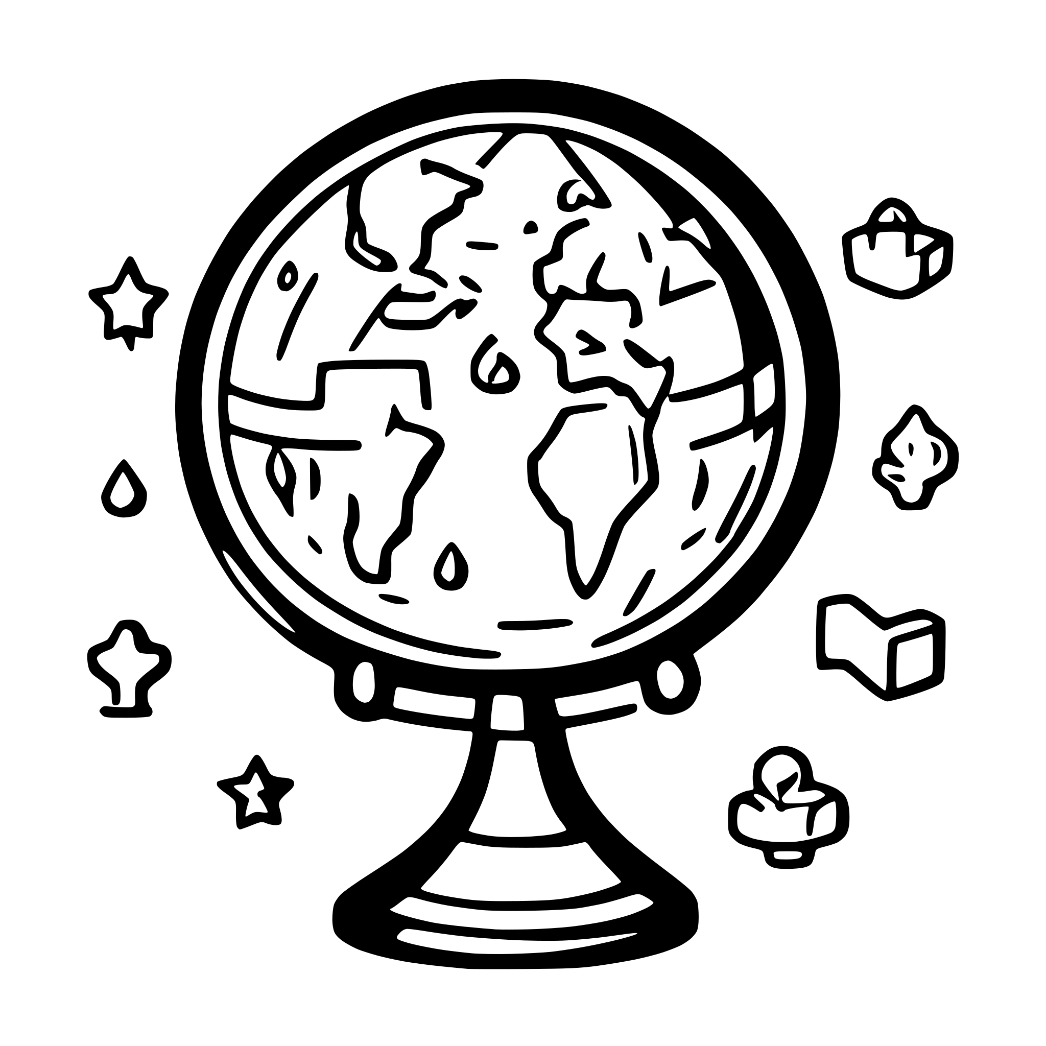 AI-generated SVG of a Large text: "World History" on a white background. Several small icon images appear around the text, such as globes, flags, and hourglasses.