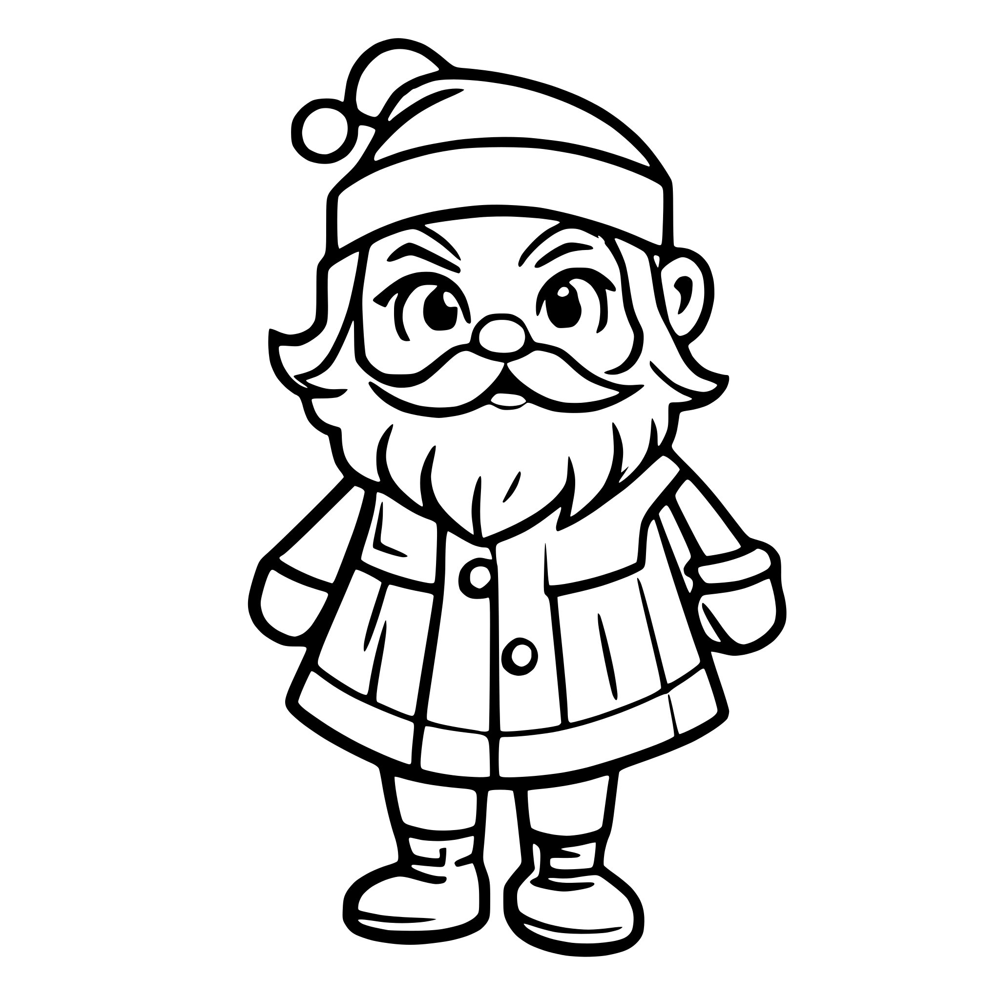 AI-generated SVG of a 1950’s, Santa Claus, front facing, full figure, cute AI-generated SVG of a 1950’s, Santa Claus, front facing, full figure, cute