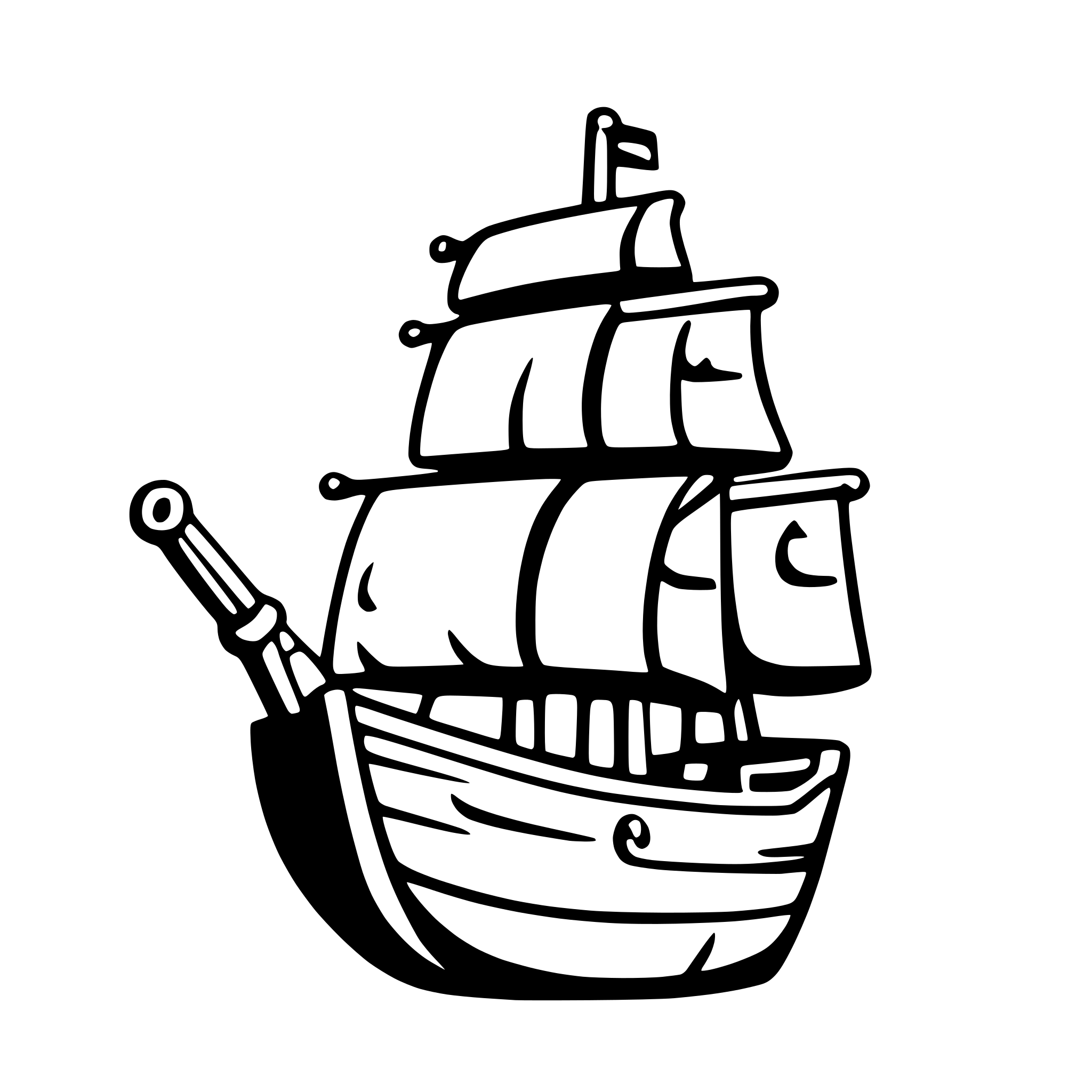 AI-generated SVG of a small, simple, merchant sailing ship with some small guns.