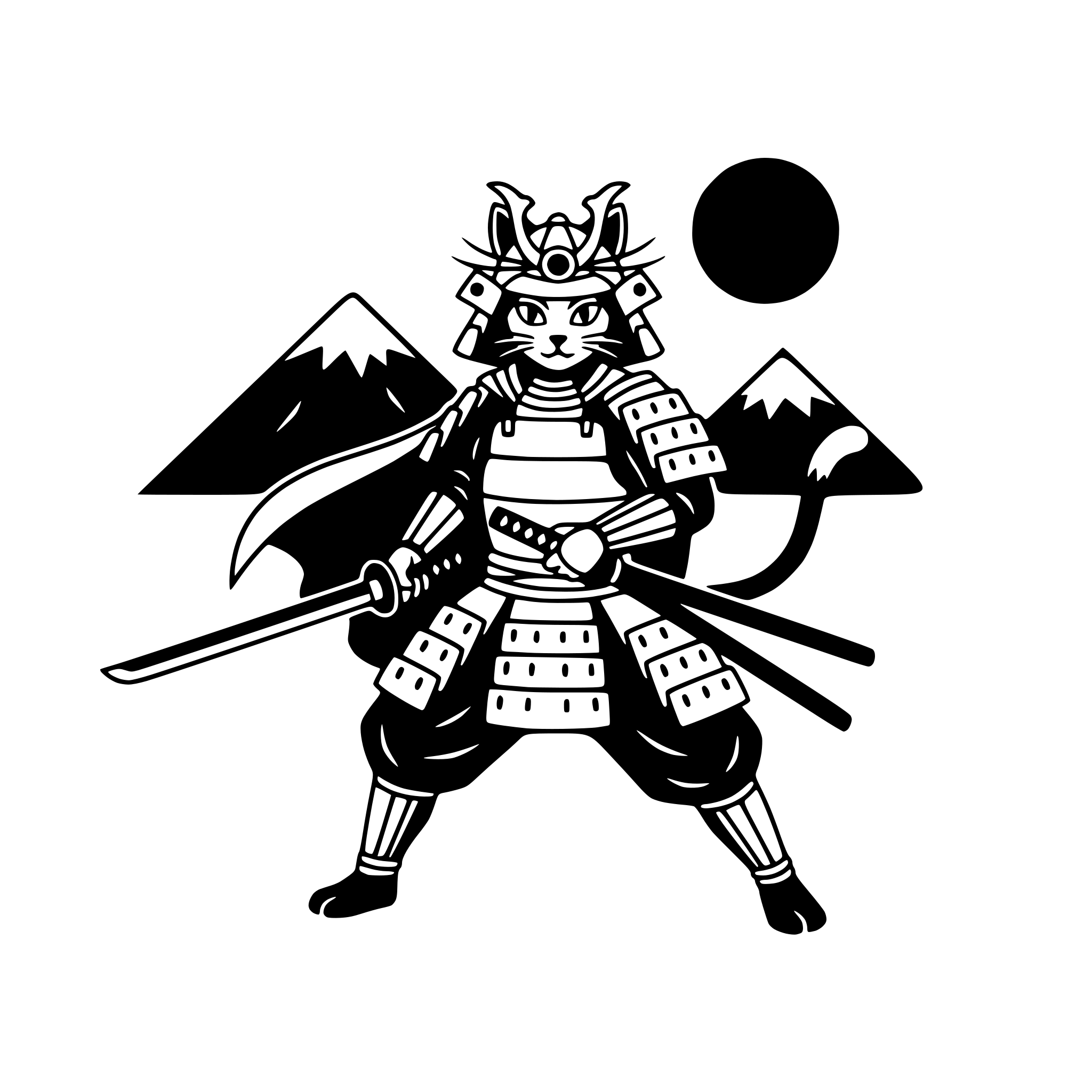 AI-generated SVG of a Samurai cat girl
