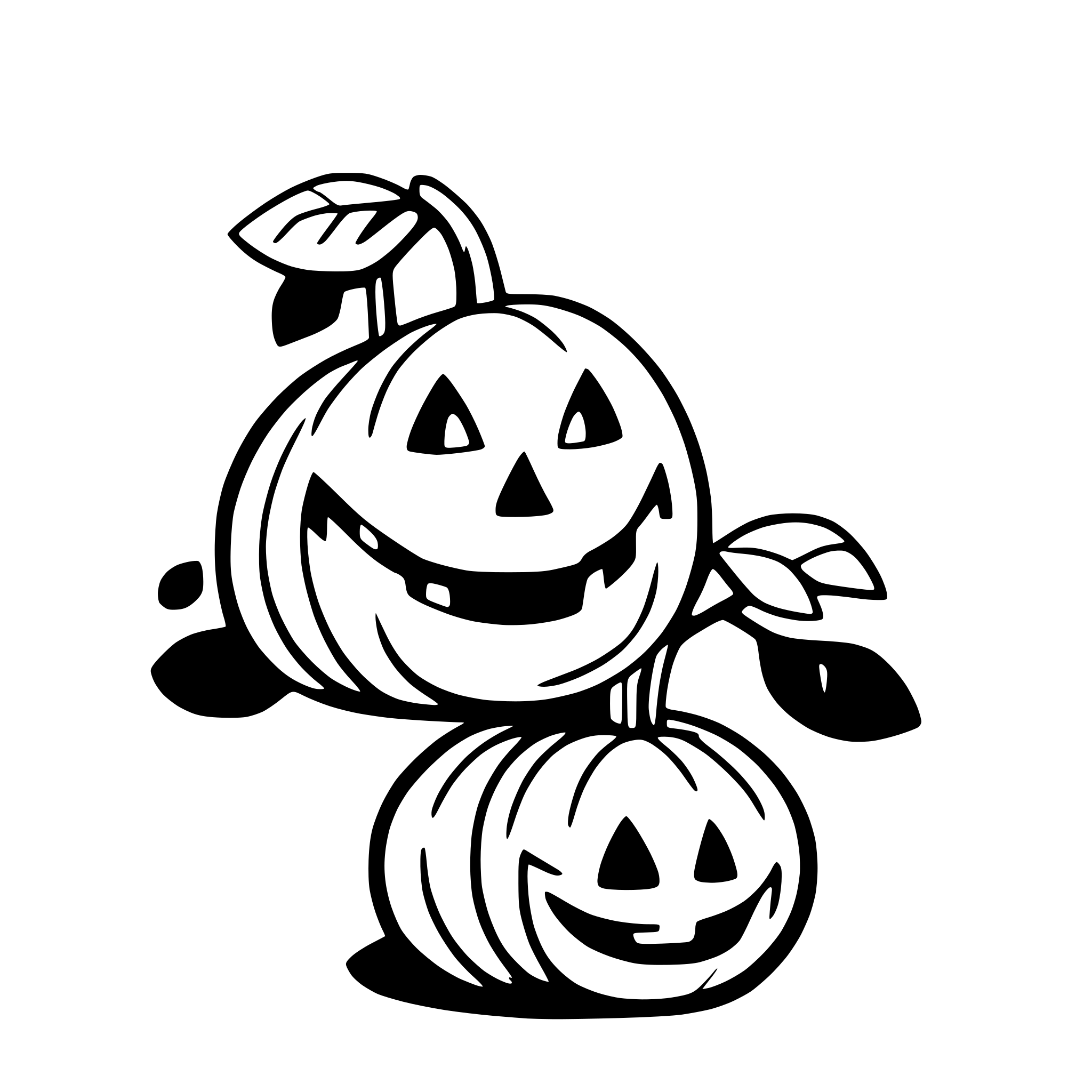 AI-generated SVG of a three funny halloween pumpkins