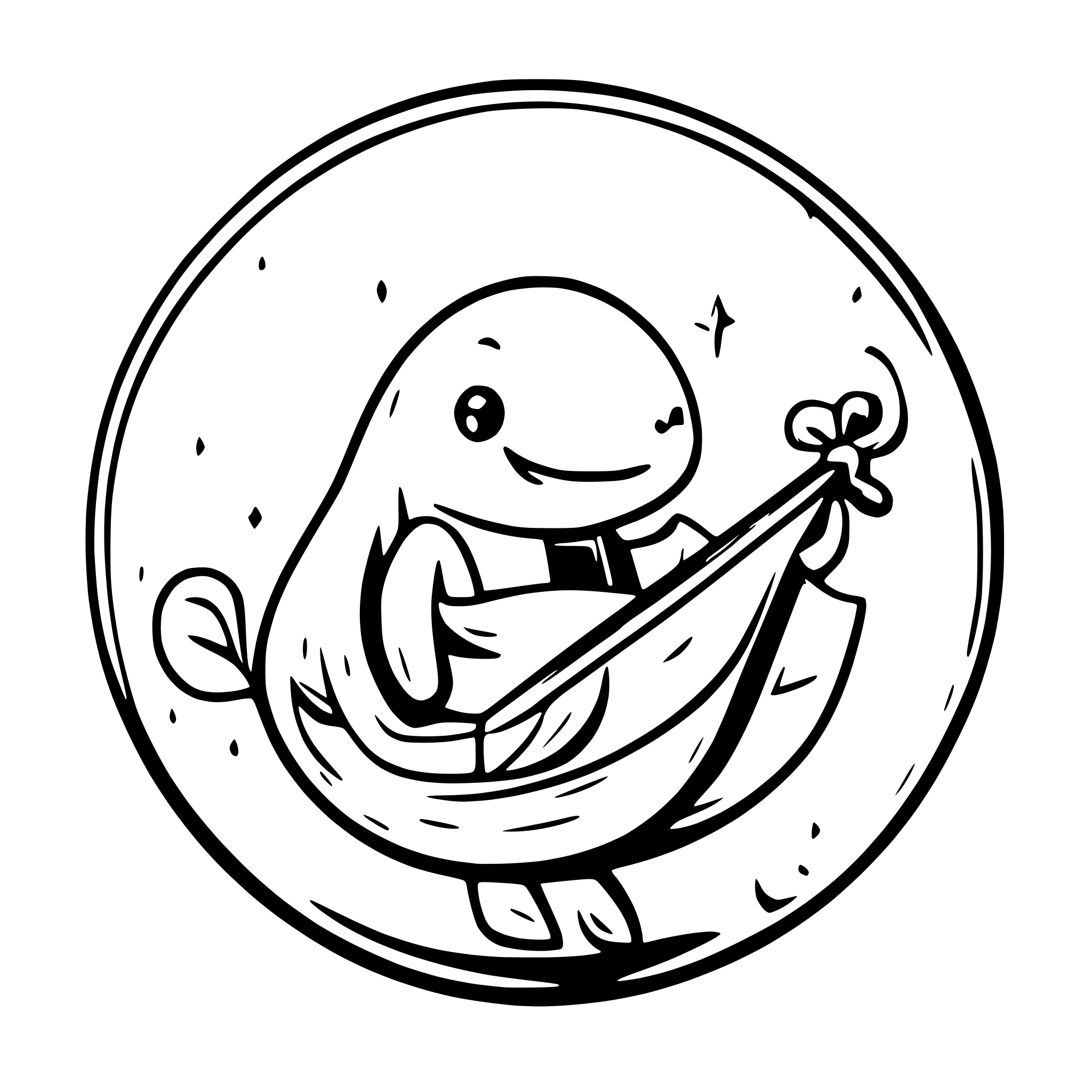 AI-generated SVG of 'a cute whale playing a lute'