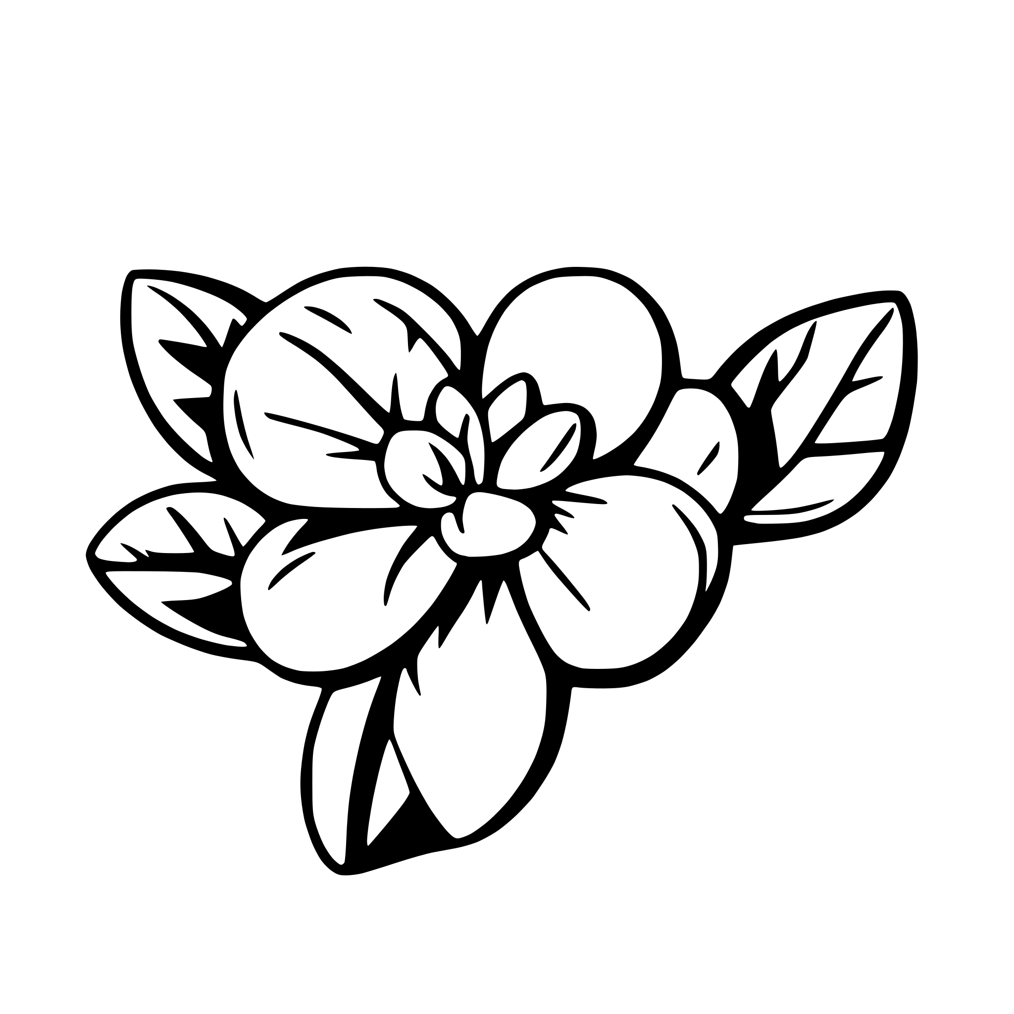 AI-generated SVG of 'frangipani flower with leaves'