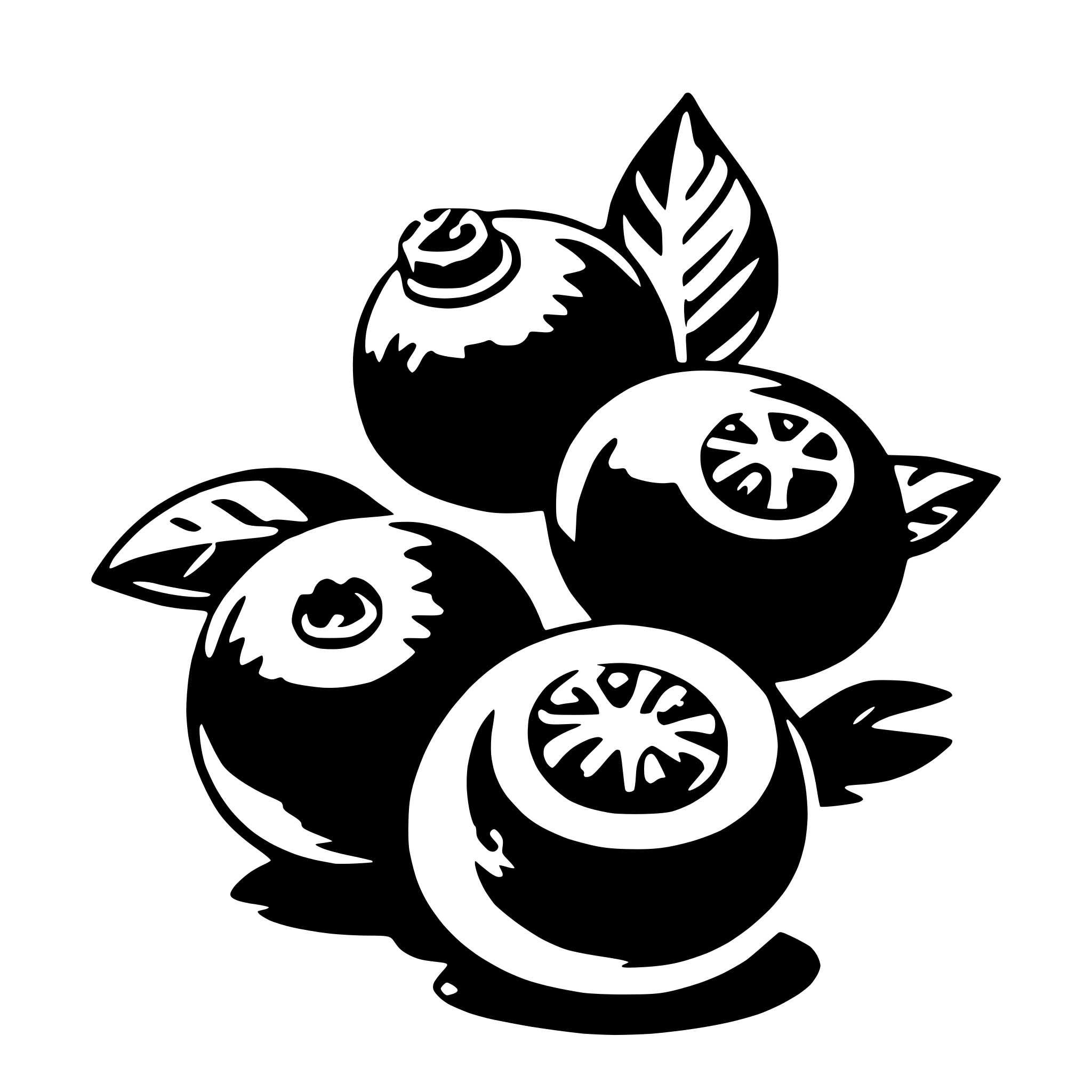 The SVG depicts a collection of spherical fruits with a leafy stem, arranged in a cluster. The fruits have a textured surface with a pattern that suggests a natural, possibly organic, texture. The leafy stem is positioned at the top of the cluster, with the fruits arranged in a way that suggests they are growing from it. The fruits are depicted in a simplified, stylized manner, with no shading or depth, giving the SVG a flat appearance. The overall impression is that of a decorative or illustrative representation of fruit. 