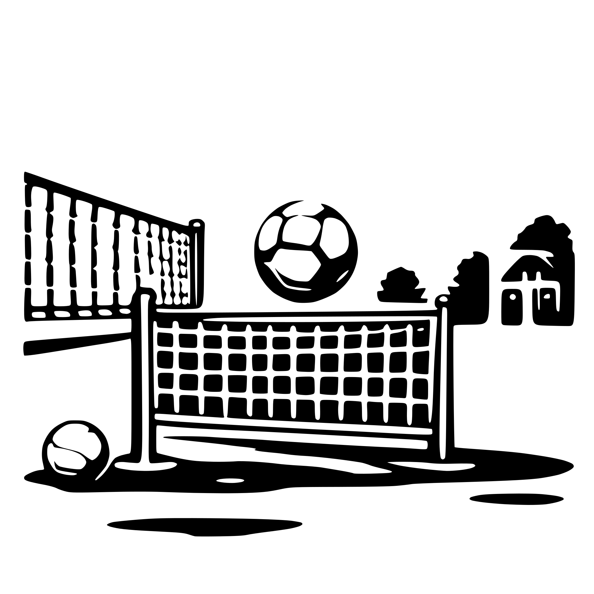 AI-generated SVG of 'tennis net with soccer ball'