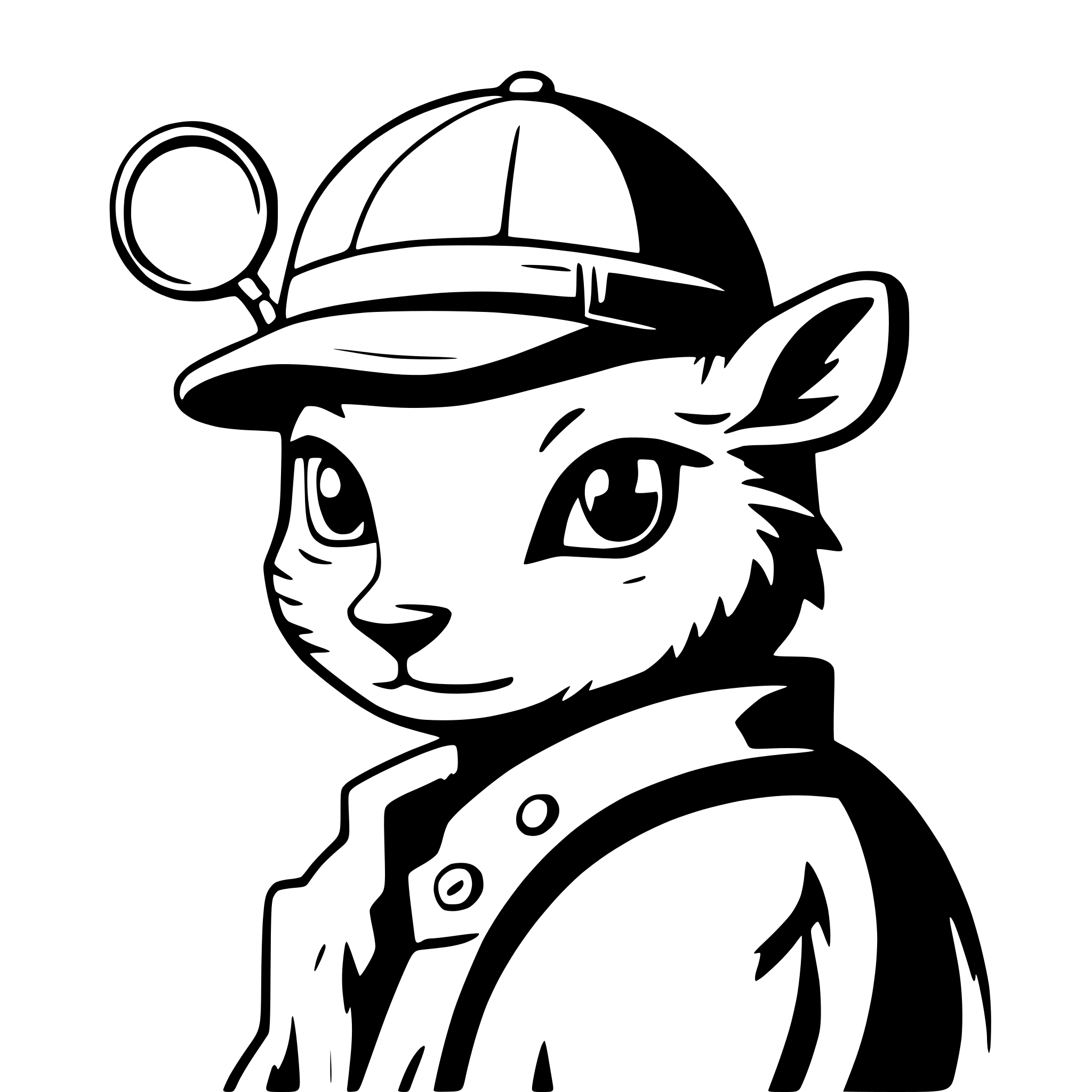AI-generated SVG of a Cat wearing a deerstalker cap and searching for clues with magnifying glass