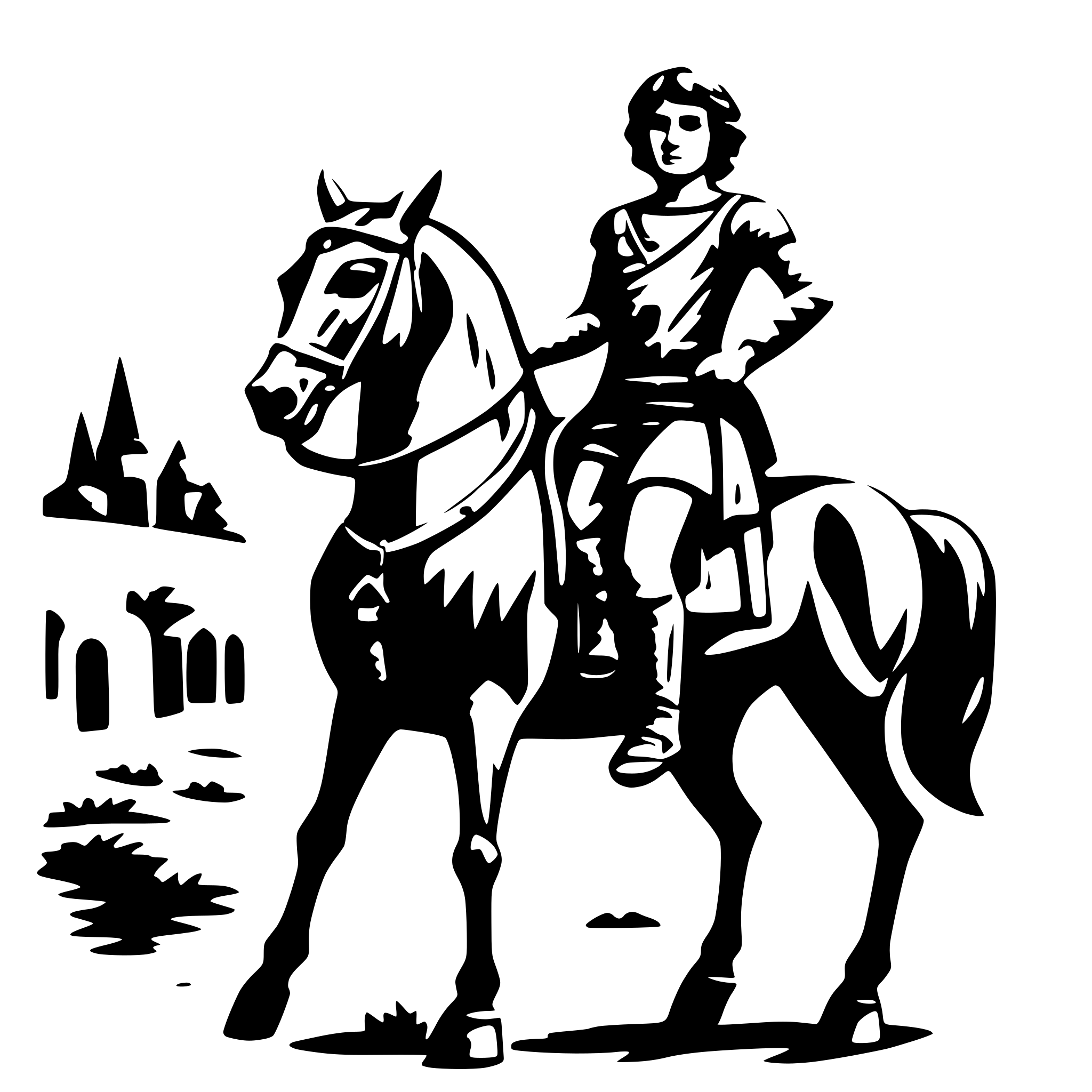 AI-generated SVG of 'Alexander and his horse Bucephalus'