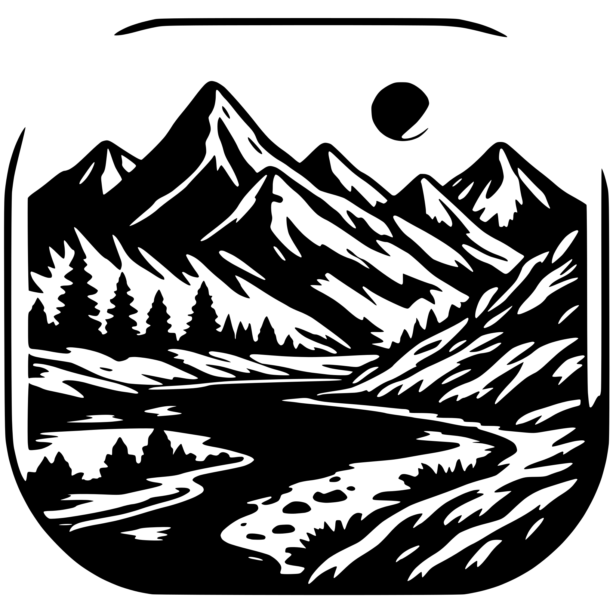 AI-generated SVG of 'simple svg file sunrise mountain river for leather tooling print and cut with cricut multicoclor'