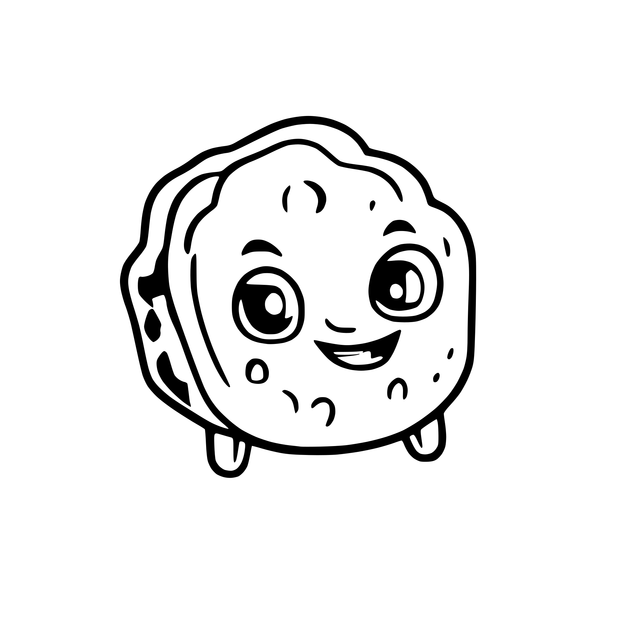 AI-generated SVG of a cartoonish ham and cheese roll. happy, cute, with eyes and mouth and arms and legs