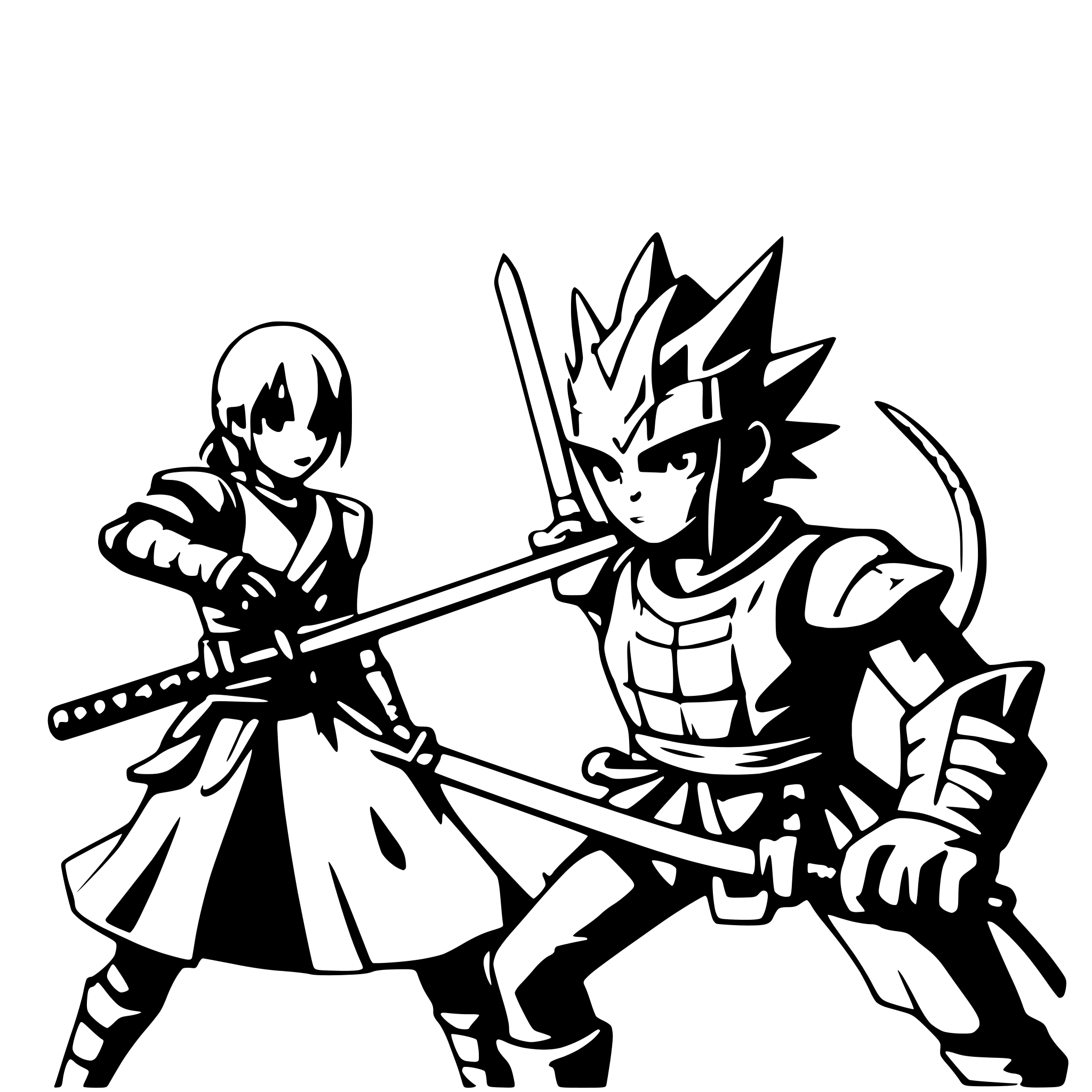 AI-generated SVG of 'samurai and dragon duel'