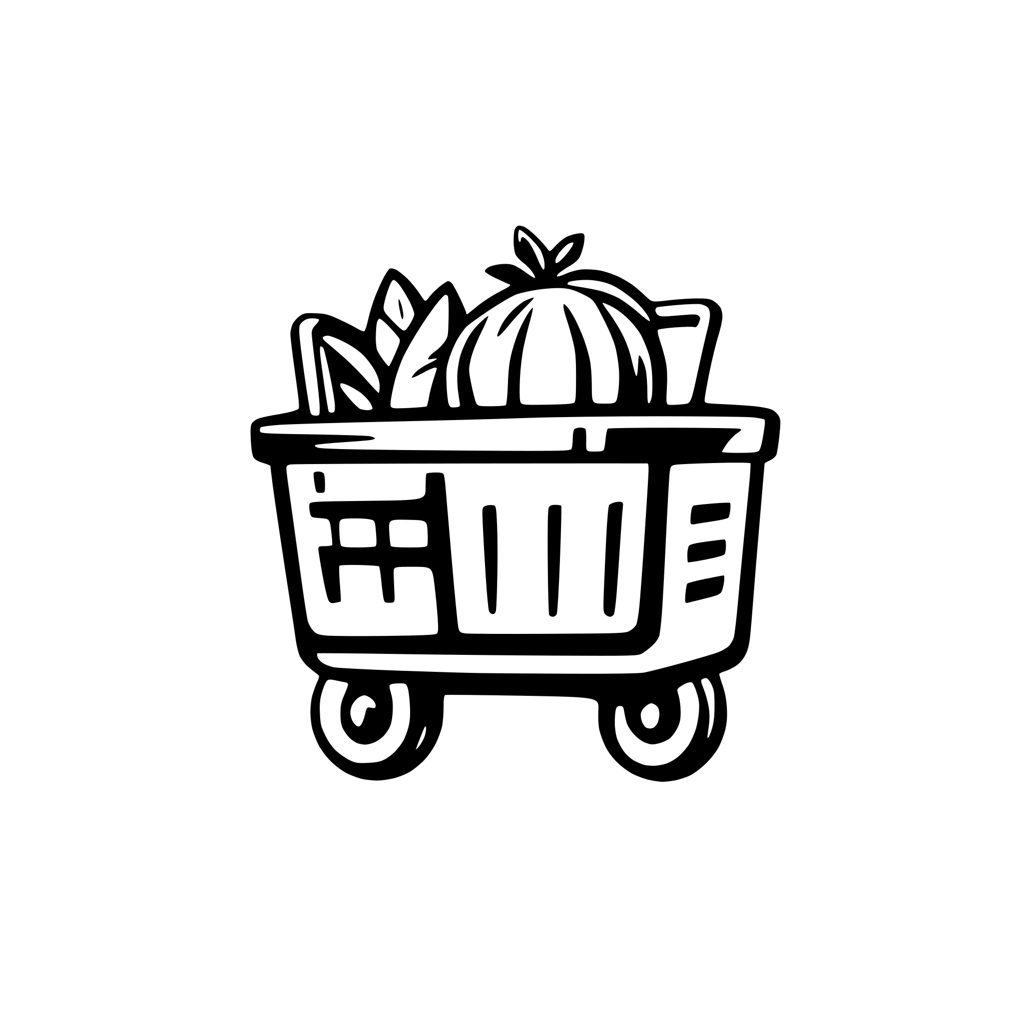 AI-generated SVG of 'a logo for a fresh produce delivery app, using a shopping cart and a delivery motorcycle for inspiration, include fresh produce in a basket'