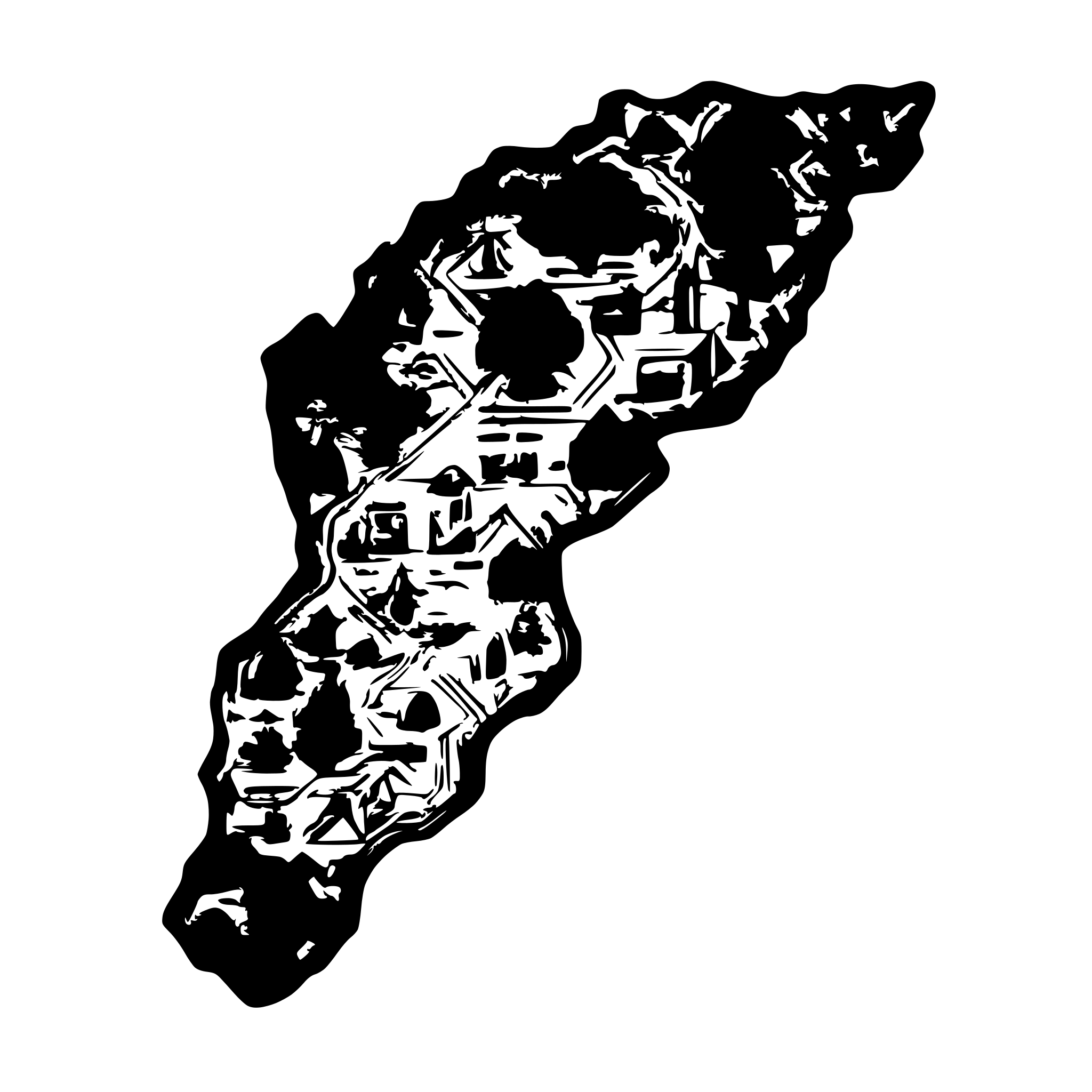 AI-generated SVG of a Map of East Kalimantan with a marker showing the location of Kutai Kingdom and the text "4th Century AD"