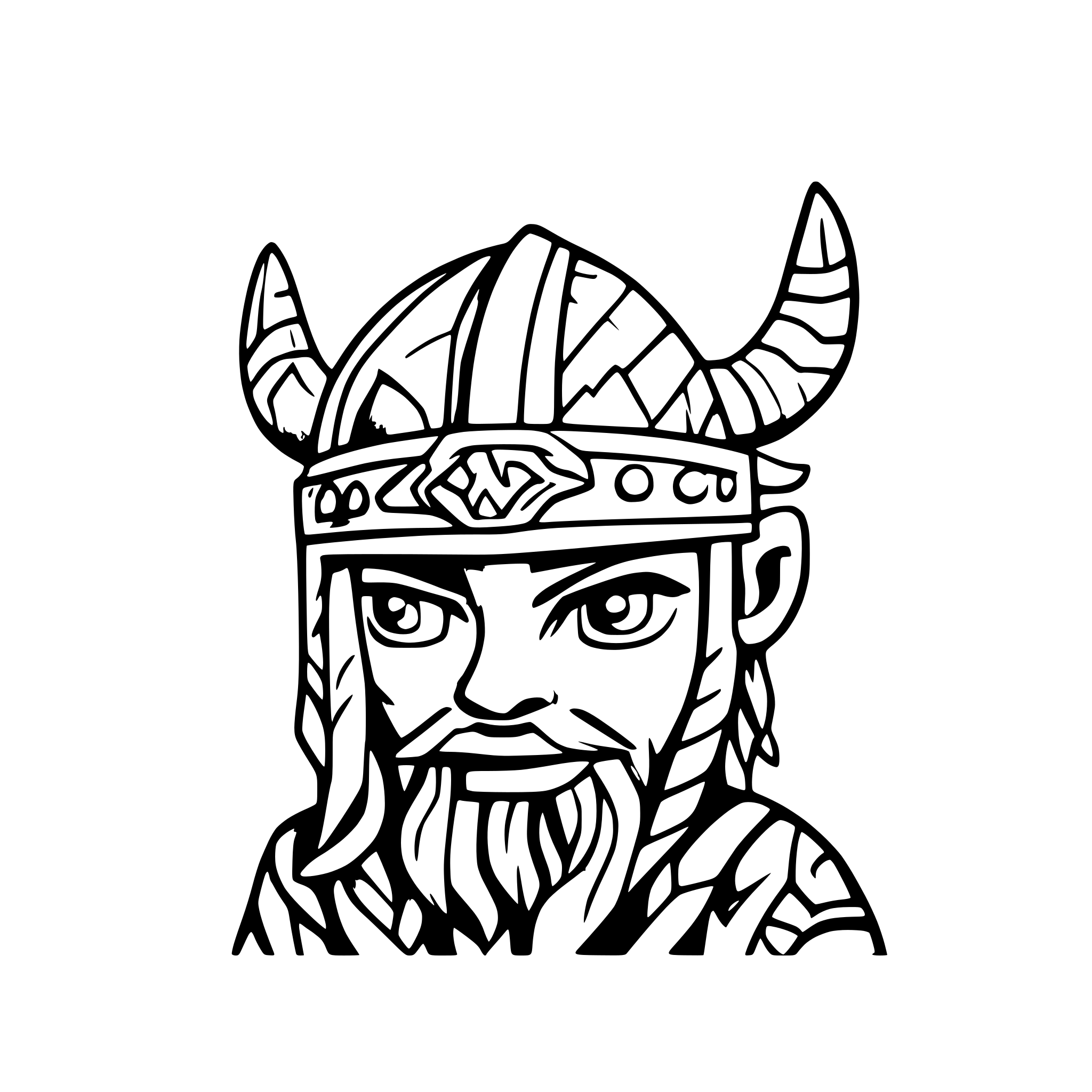 AI-generated SVG of a viking head with helmet facing forward