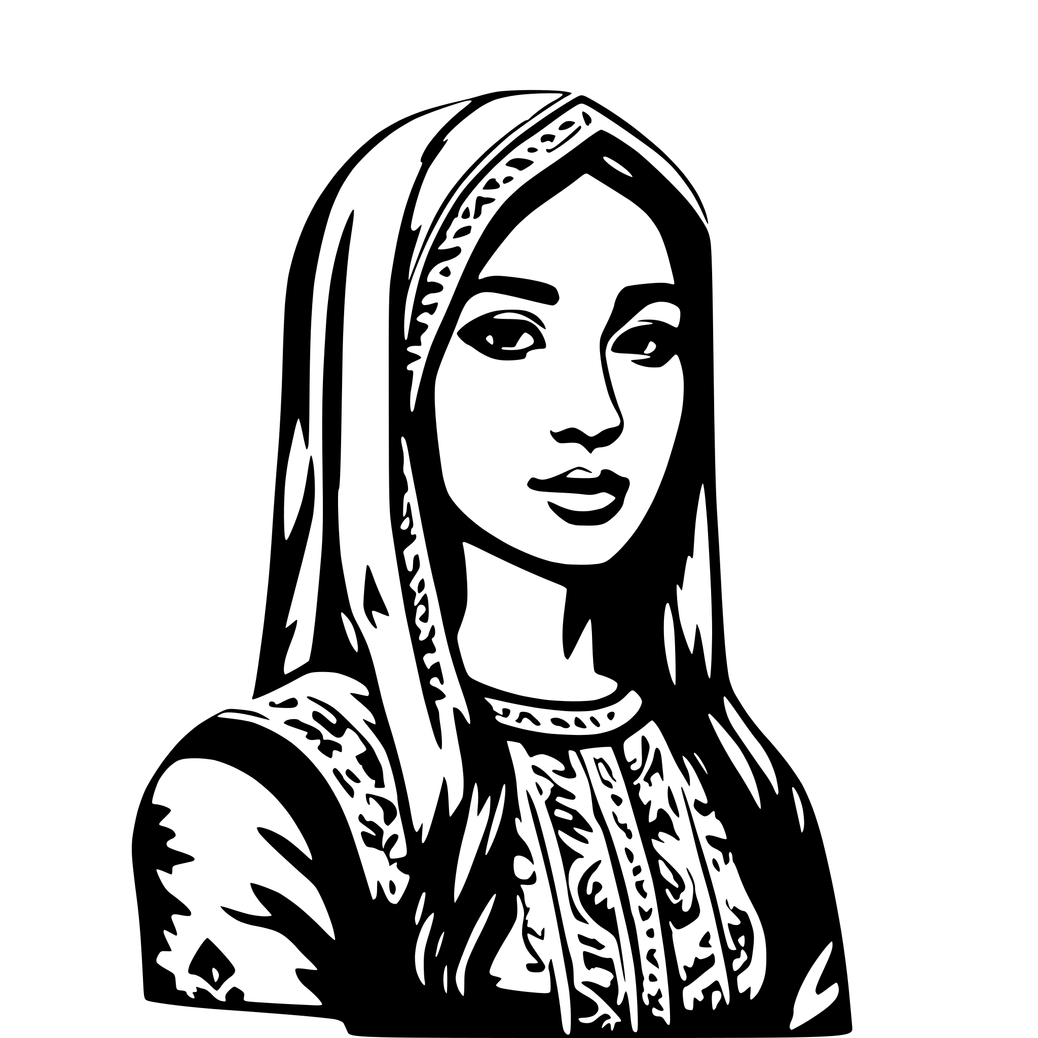 AI-generated SVG of a girl Uzbek nationaly