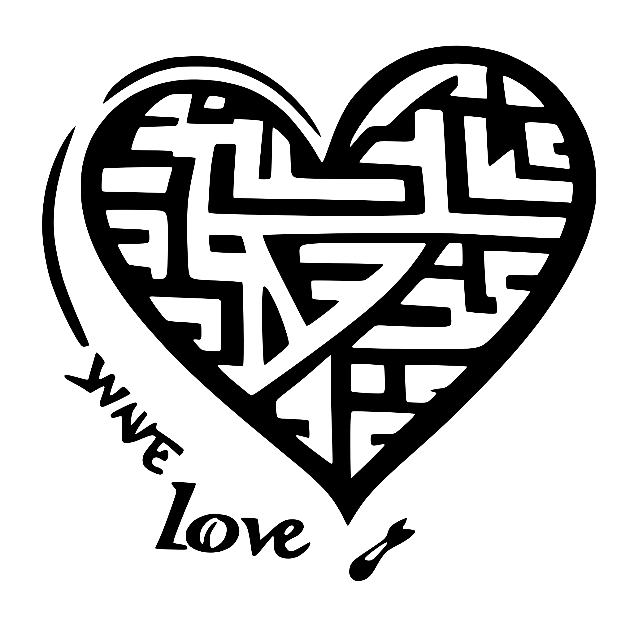 AI-generated SVG of a heart with love written