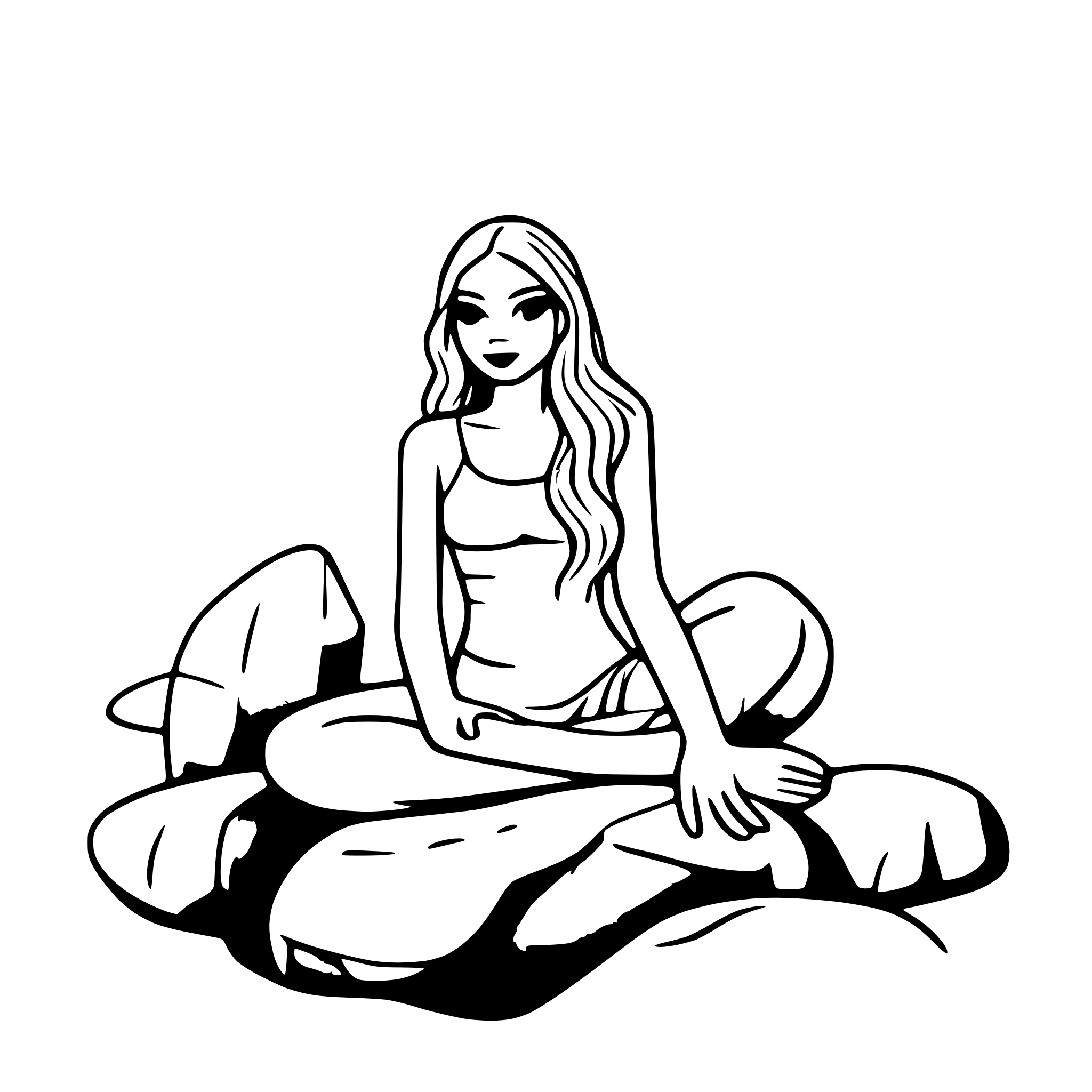AI-generated SVG of 'mermaid sitting on rock'