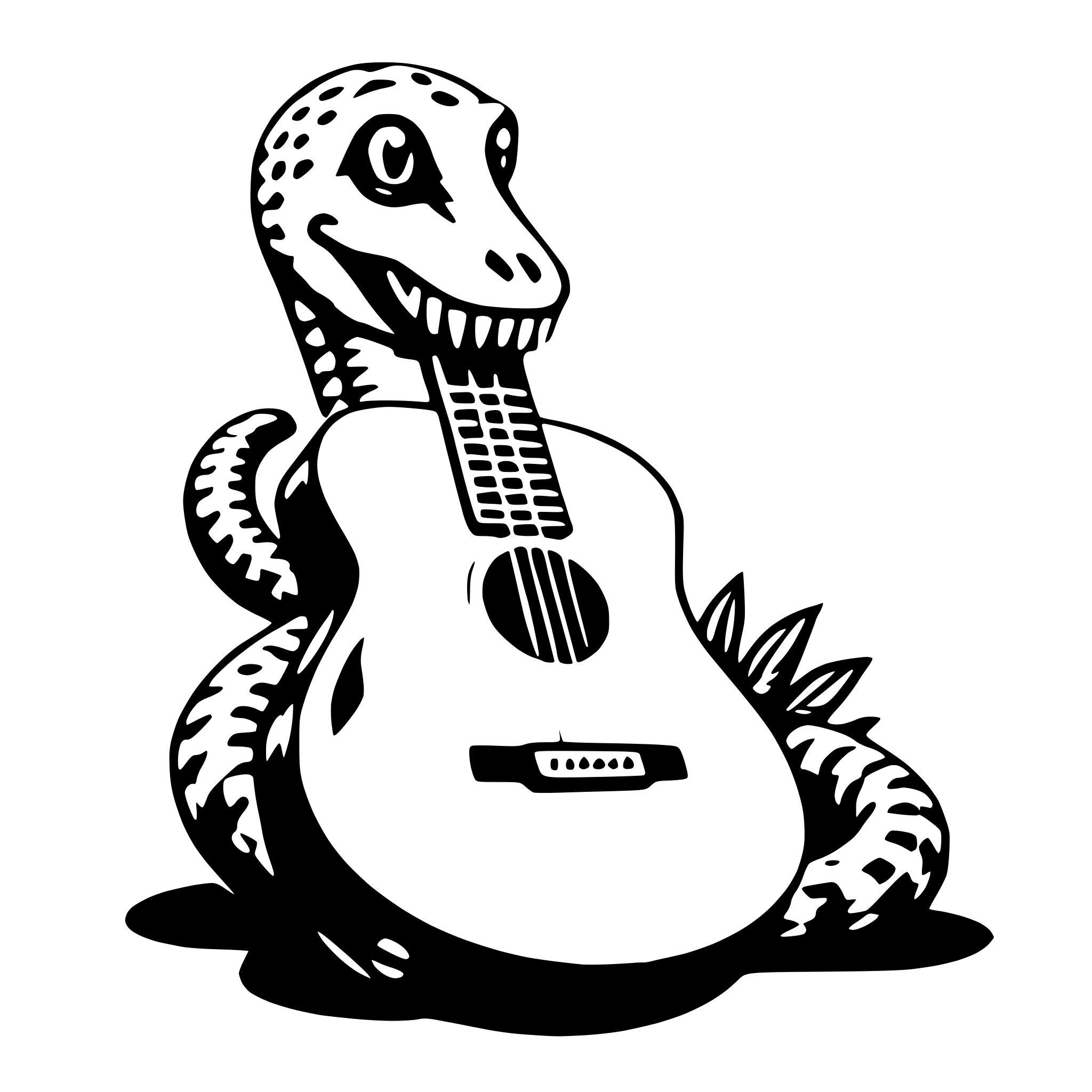 AI-generated SVG of a rattlesnake with guitar