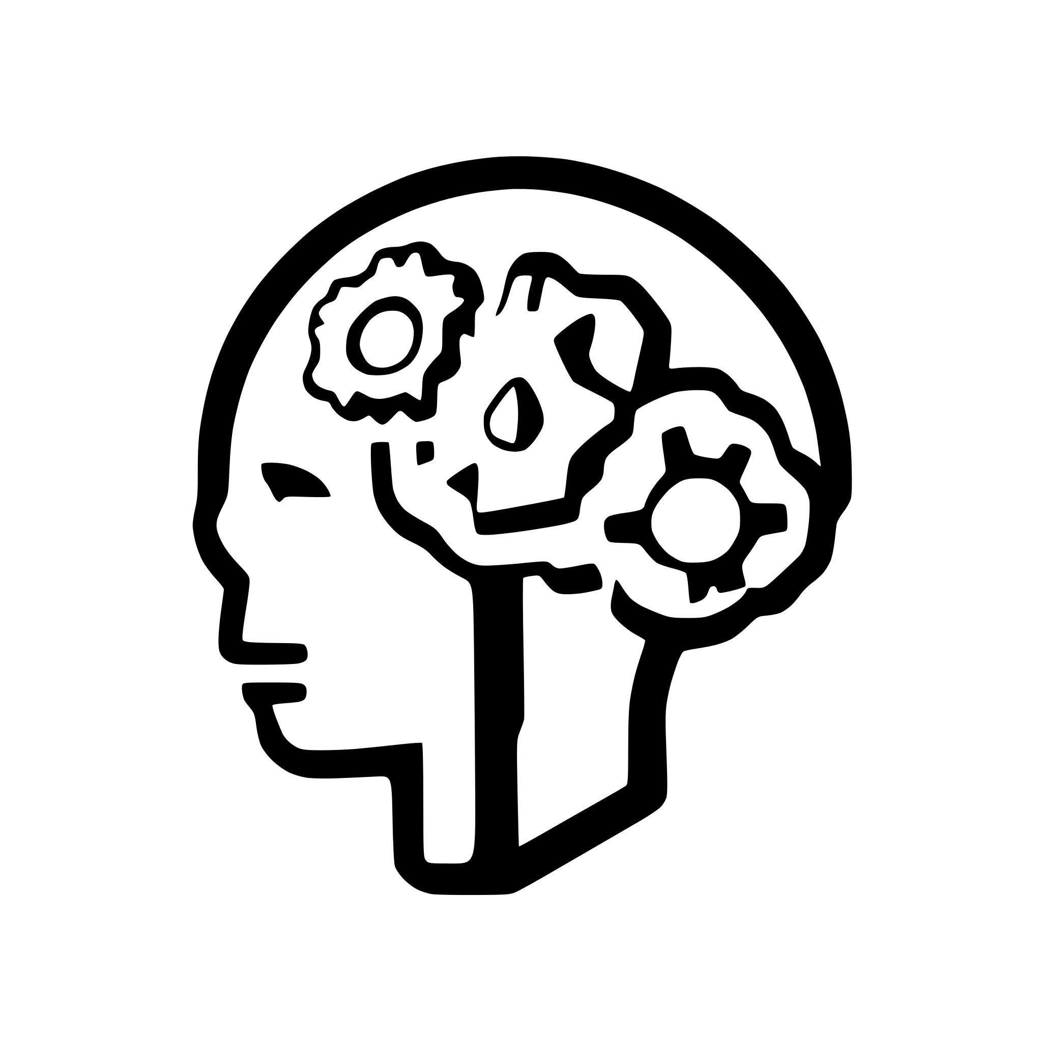 AI-generated SVG of a brain with gears inside, minimalist, no cover