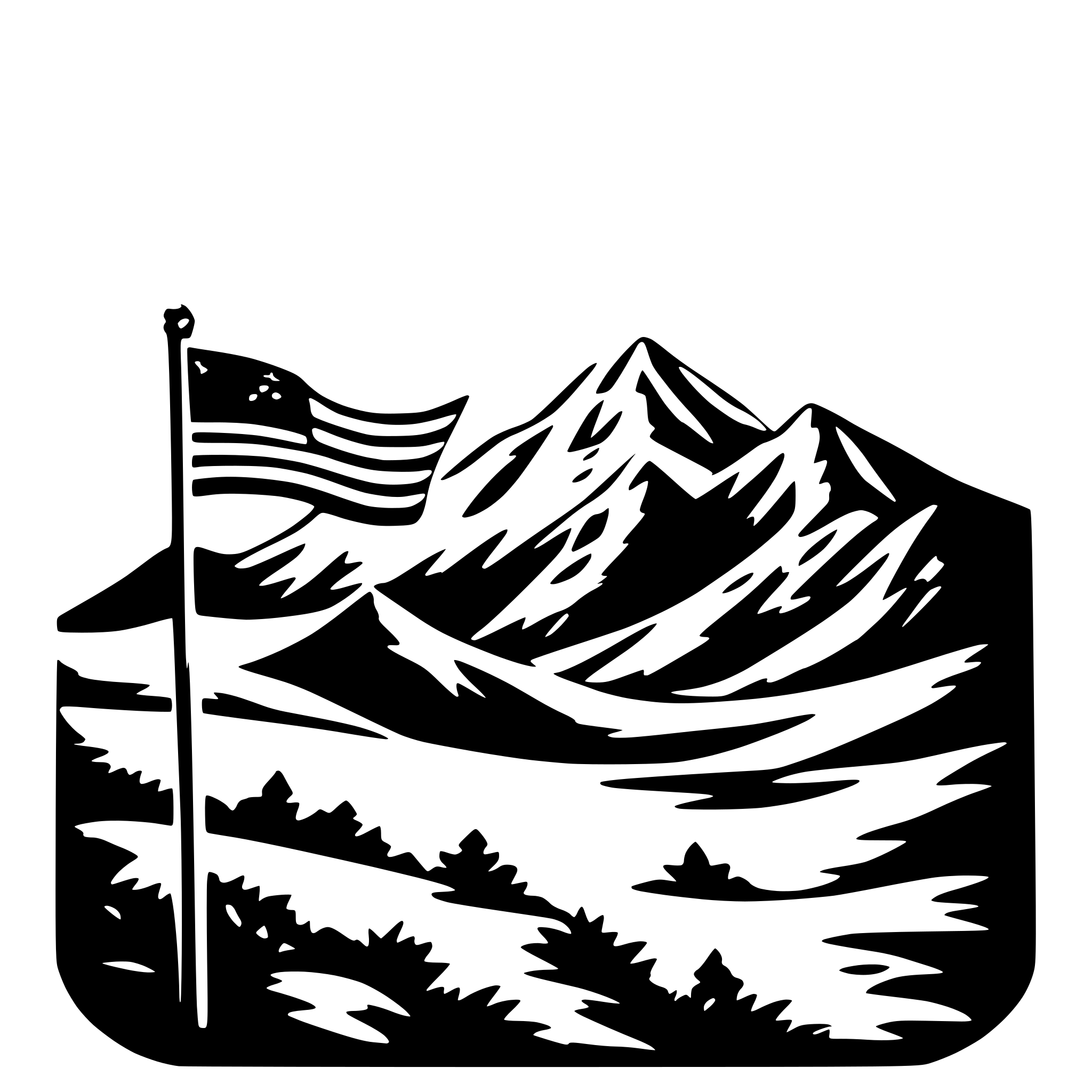 AI-generated SVG of a american flag mountinas