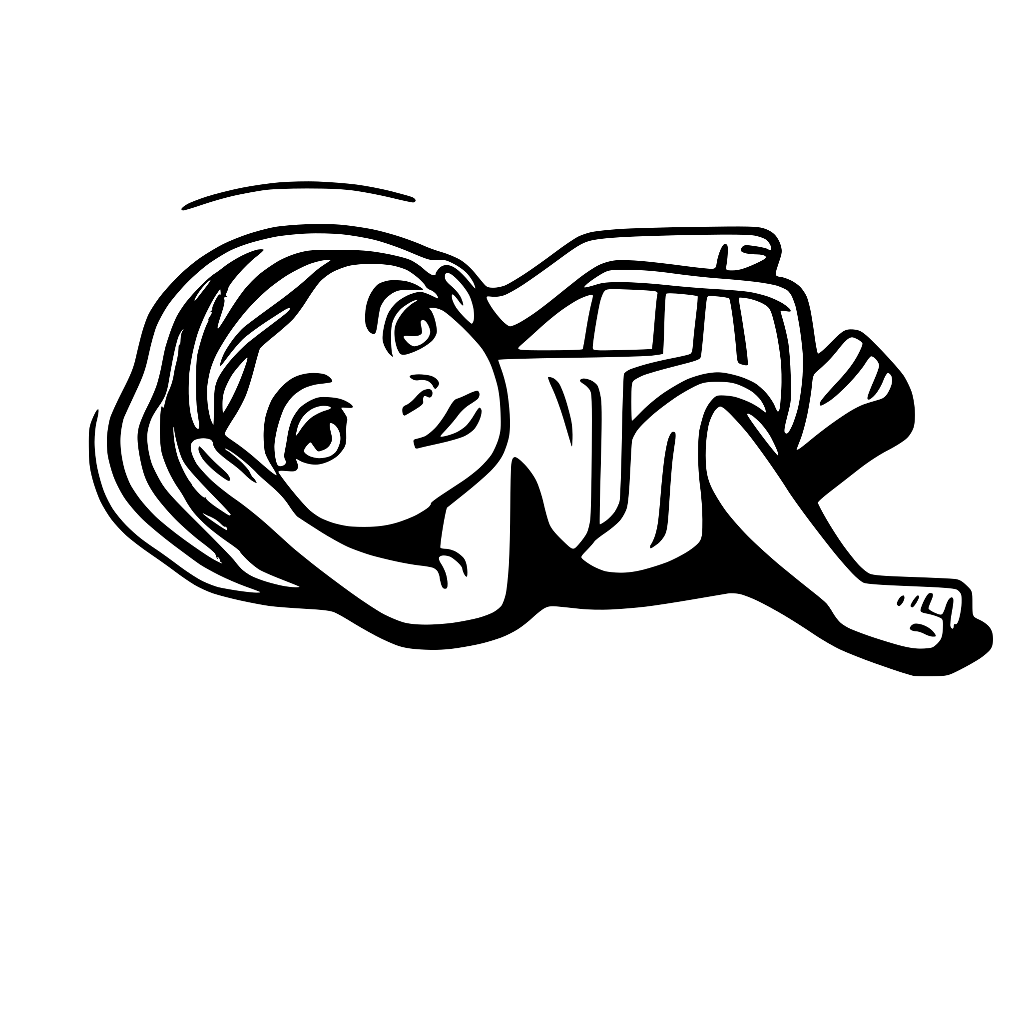 AI-generated SVG of 'A grotesque girl lying on the pavement, drawn in David Shrigley, Liana Finck and Stefan Marx style. The digital illustration using a fine-tip pencil, with deliberately a wobbly, hand-drawn feel. simple comics, line drawing'