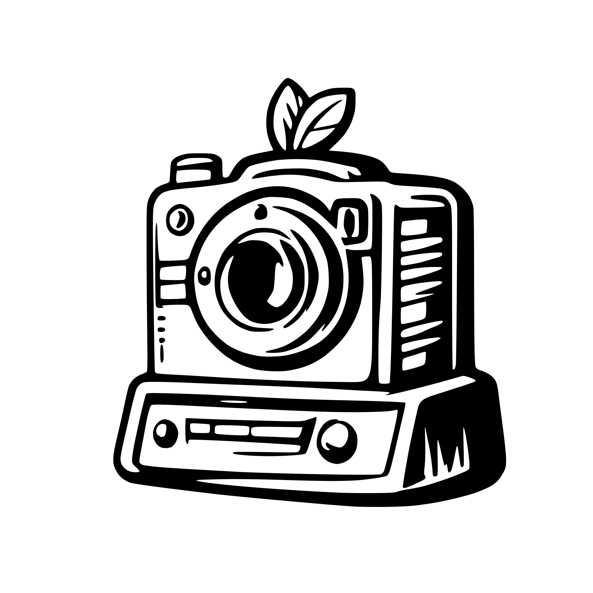 AI-generated SVG of a an old camera with a chat element