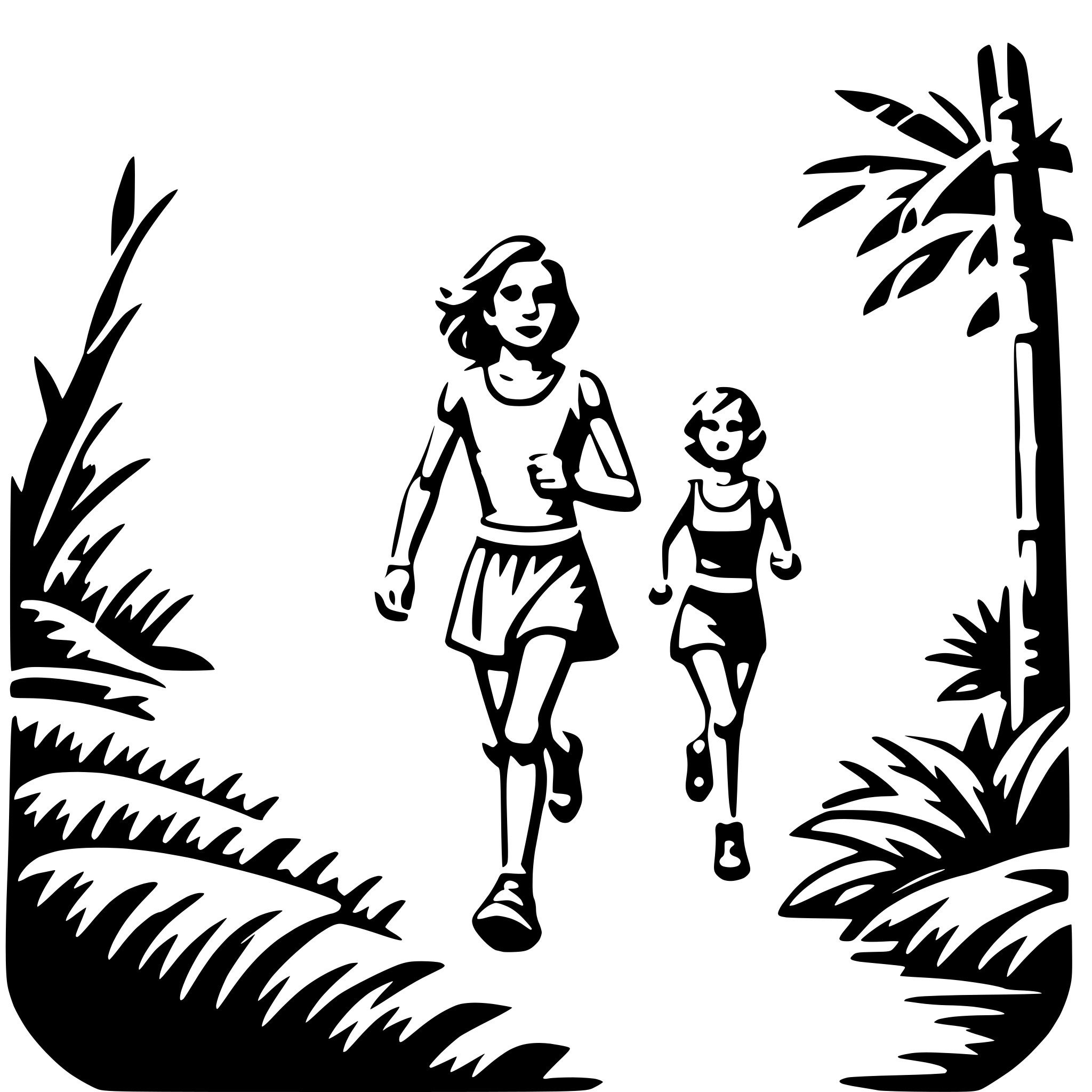 AI-generated SVG of 'running through jungle'