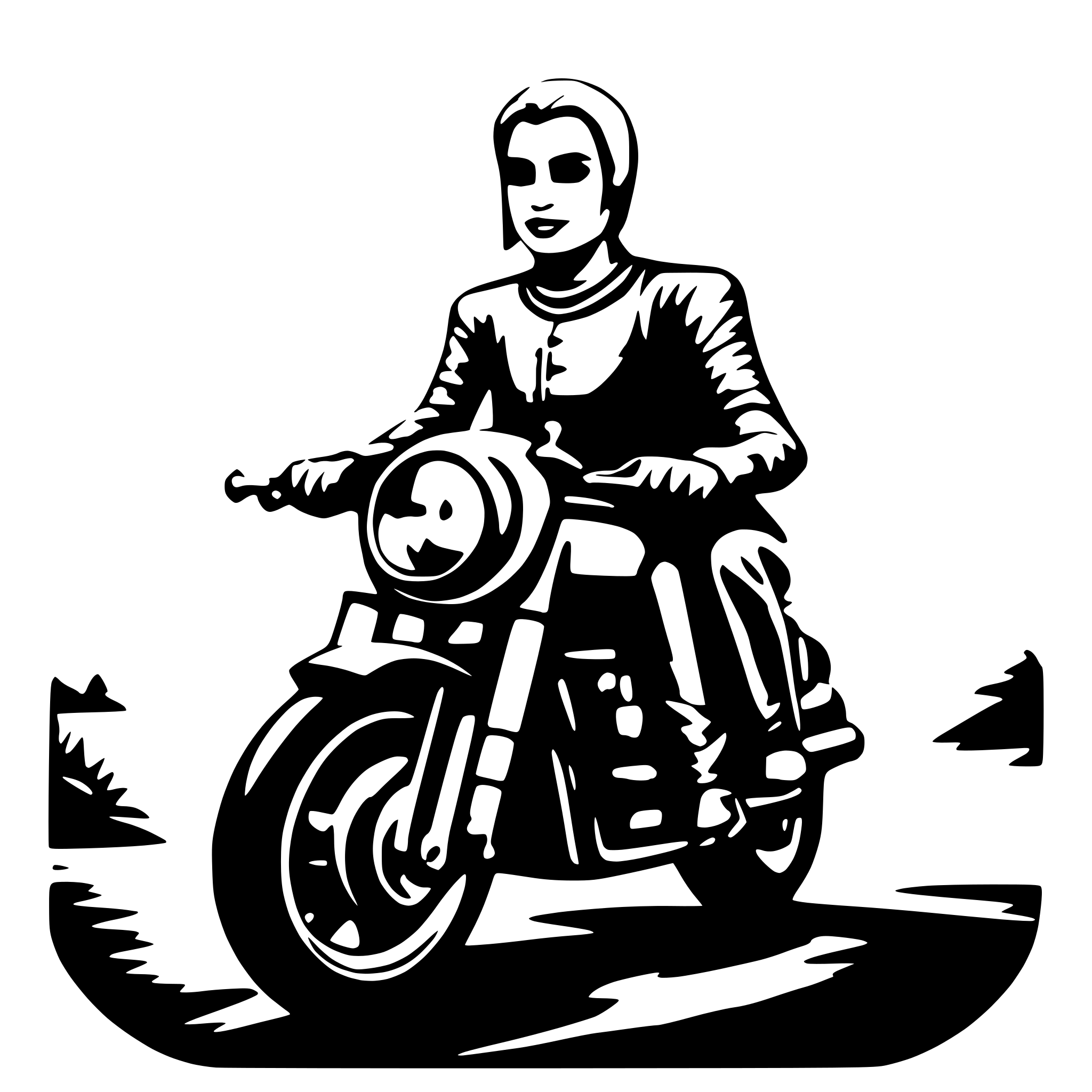 AI-generated SVG of 'BUDA ON THE MOTOBIKE'