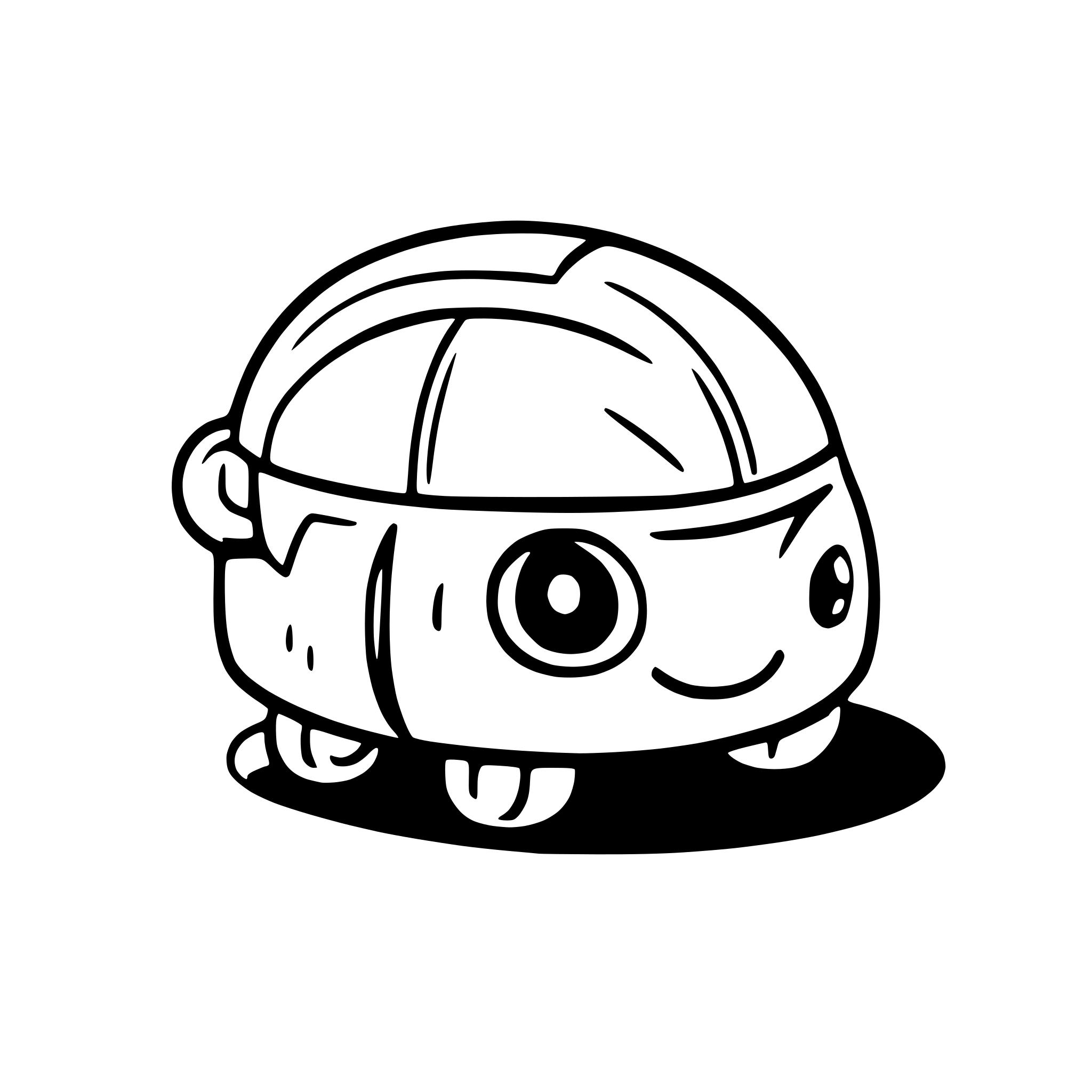 AI-generated SVG of a only black and white. The background is plain white. A cartoonish nerd snail that drives a car. A blank speeachbubble