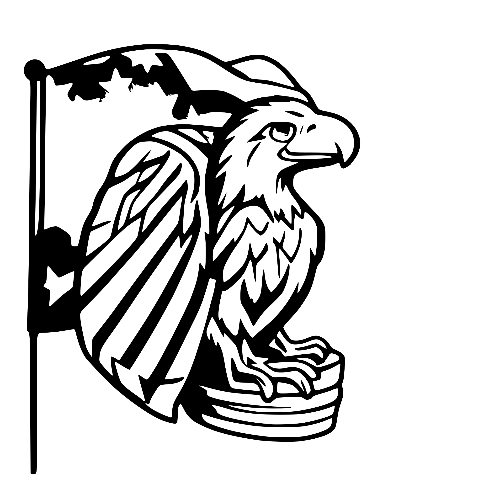 AI-generated SVG of a american flag rugged with american eagle incorporated not cartoonish