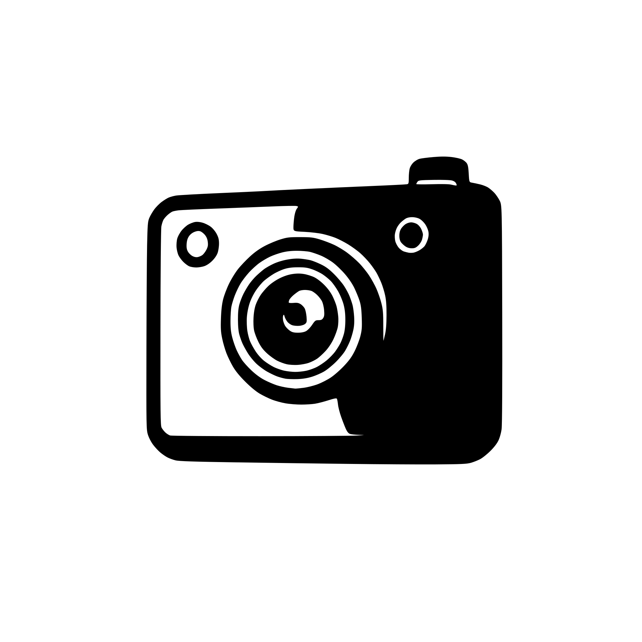 AI-generated SVG of a Icon Description:  Shape: A simple camera shape. You could use a rounded rectangle or a more stylized camera silhouette. Color: A dark green or brown to blend with nature. Details: A small lens shape within the camera body. A tiny red LED to indicate the camera is active (optional).