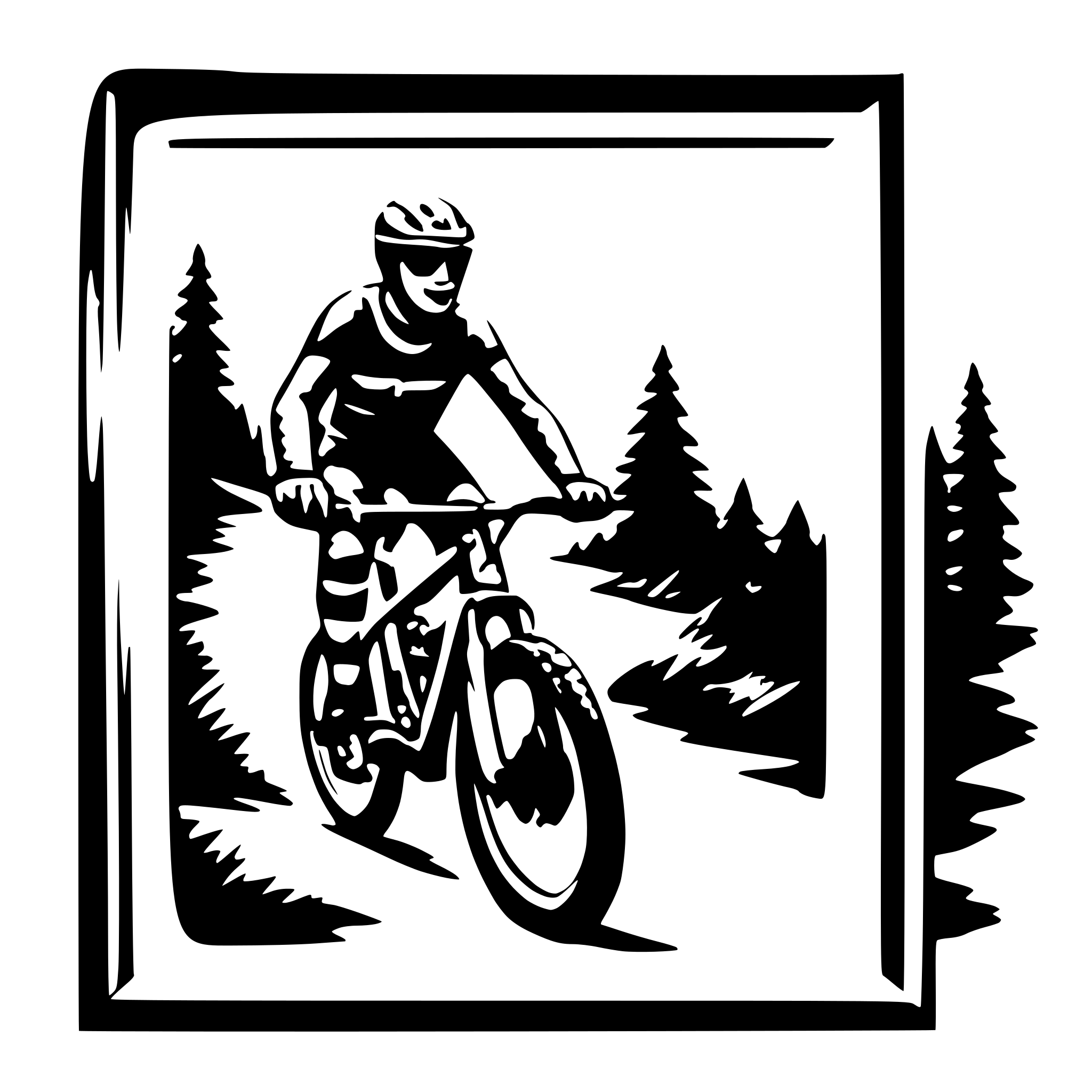 AI-generated SVG of 'mountainbike escaping a picture frame'