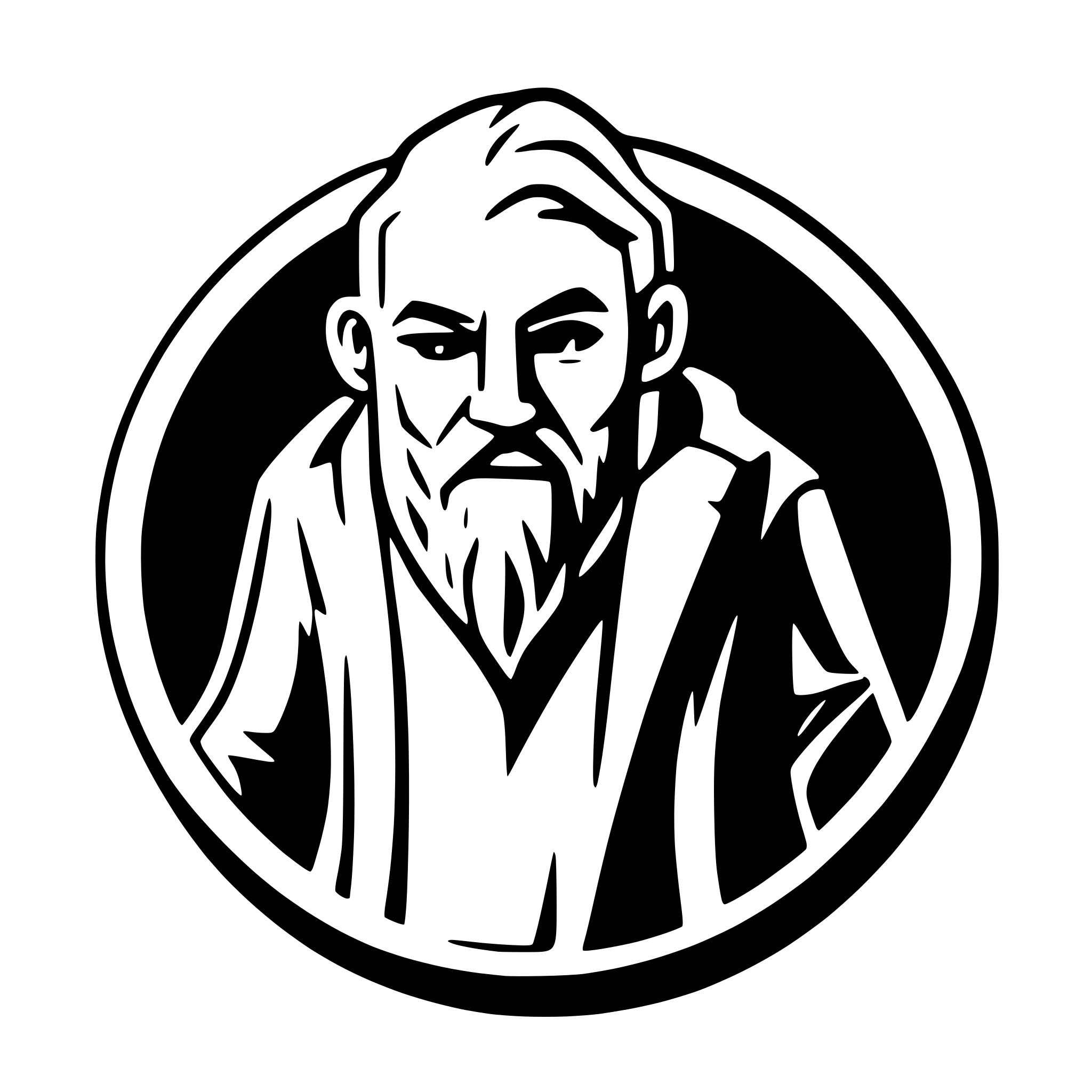 AI-generated SVG of a Bald, white man, long beard, face only