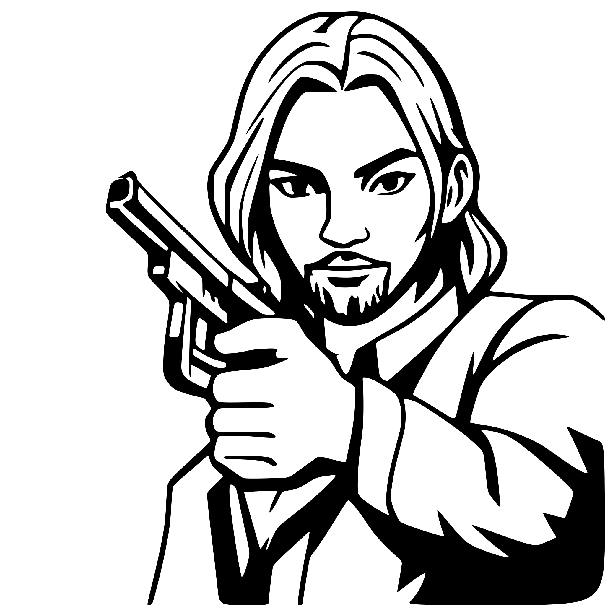 AI-generated SVG of 'John wick hold a gun highly detailed'