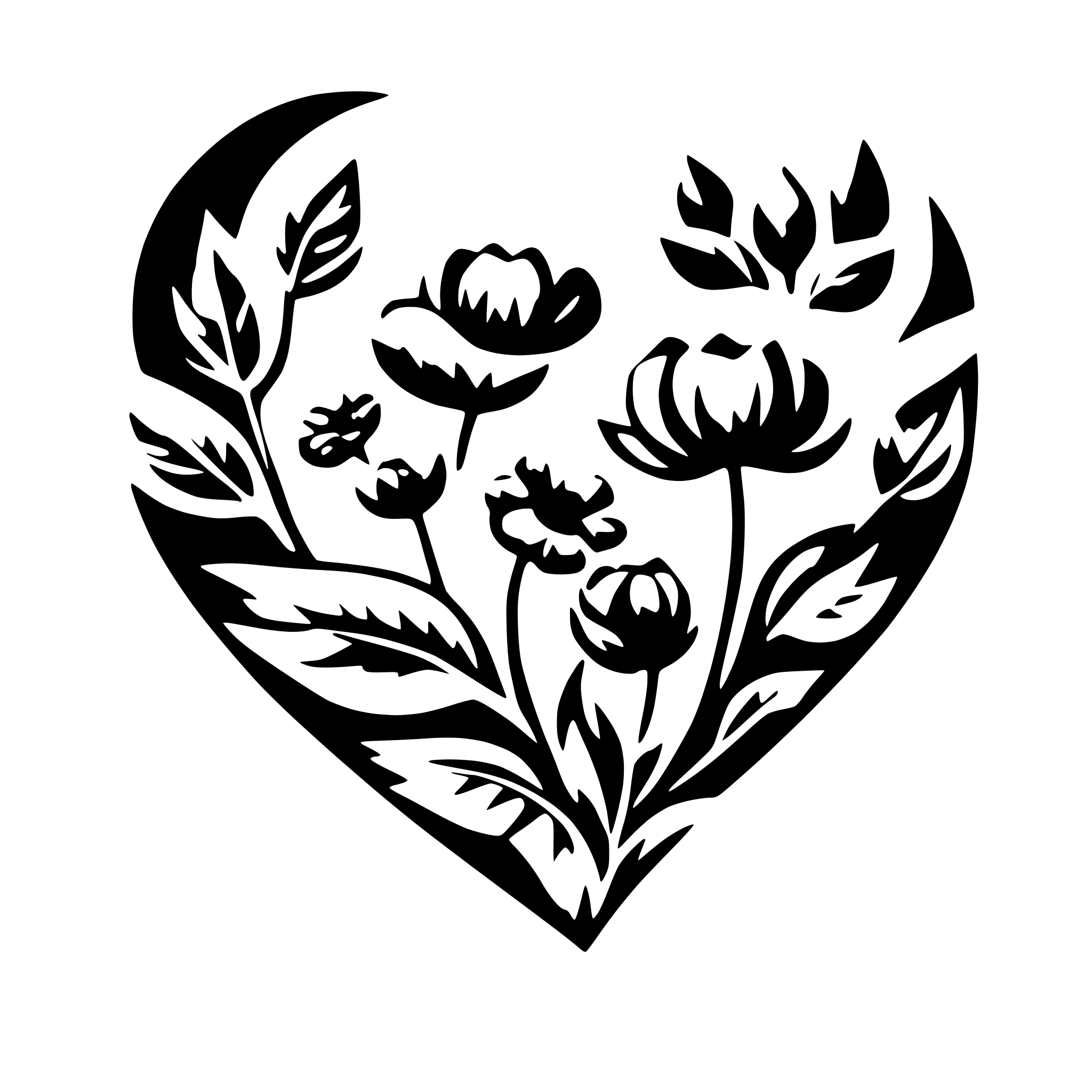 AI-generated SVG of 'floral in heart shape'