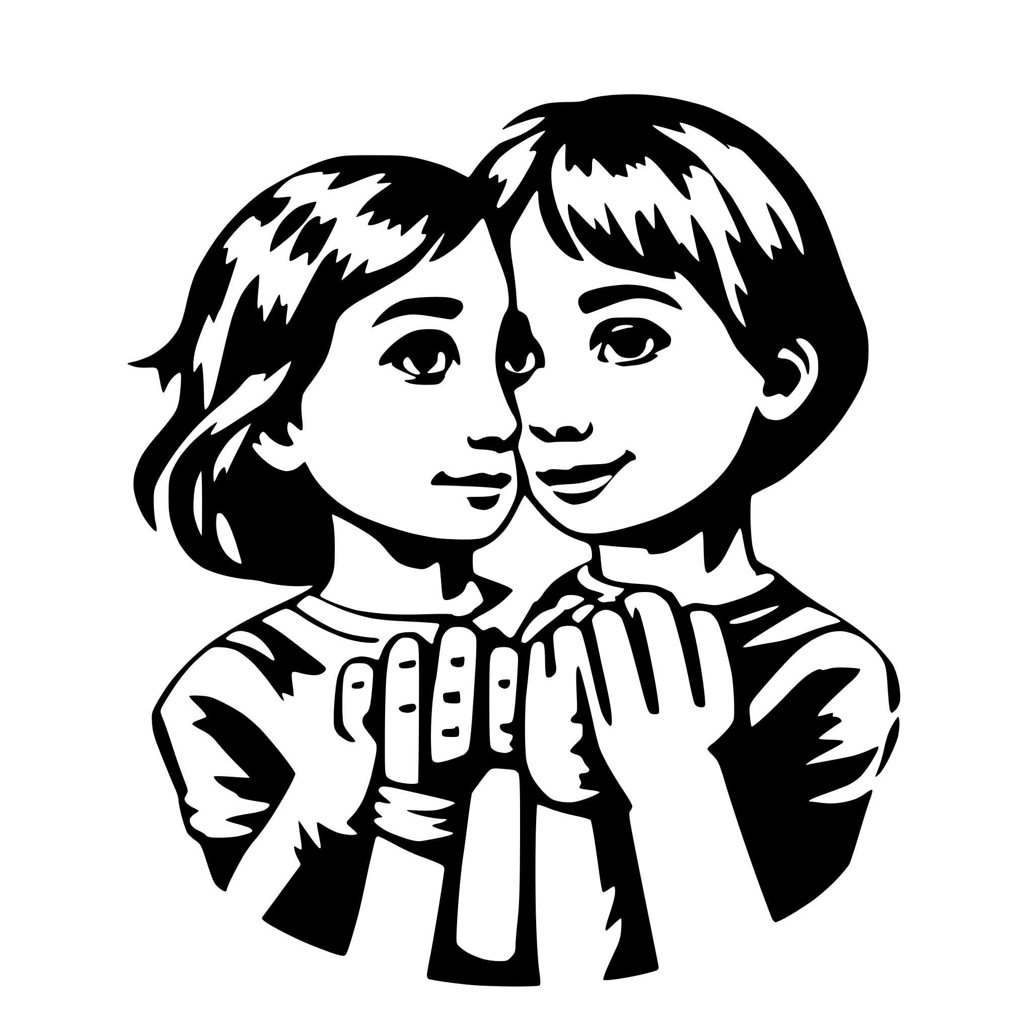 AI-generated SVG of a many childsren who holding on their hands