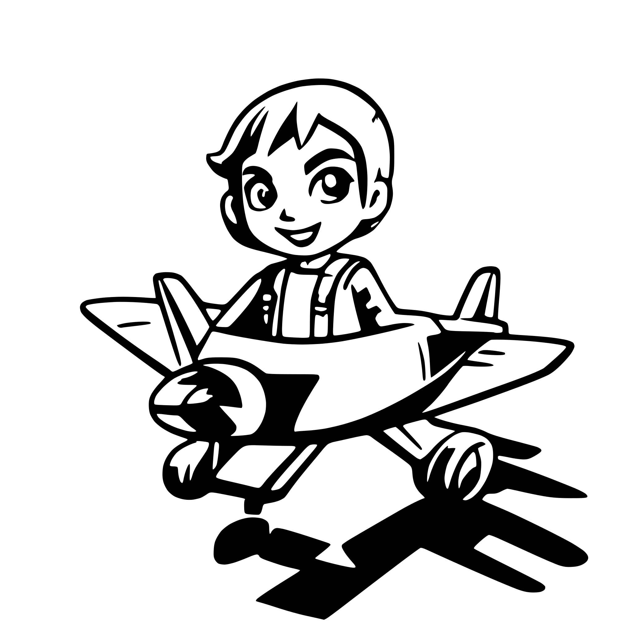 AI-generated SVG of a plane with a cut boy in the cockpit