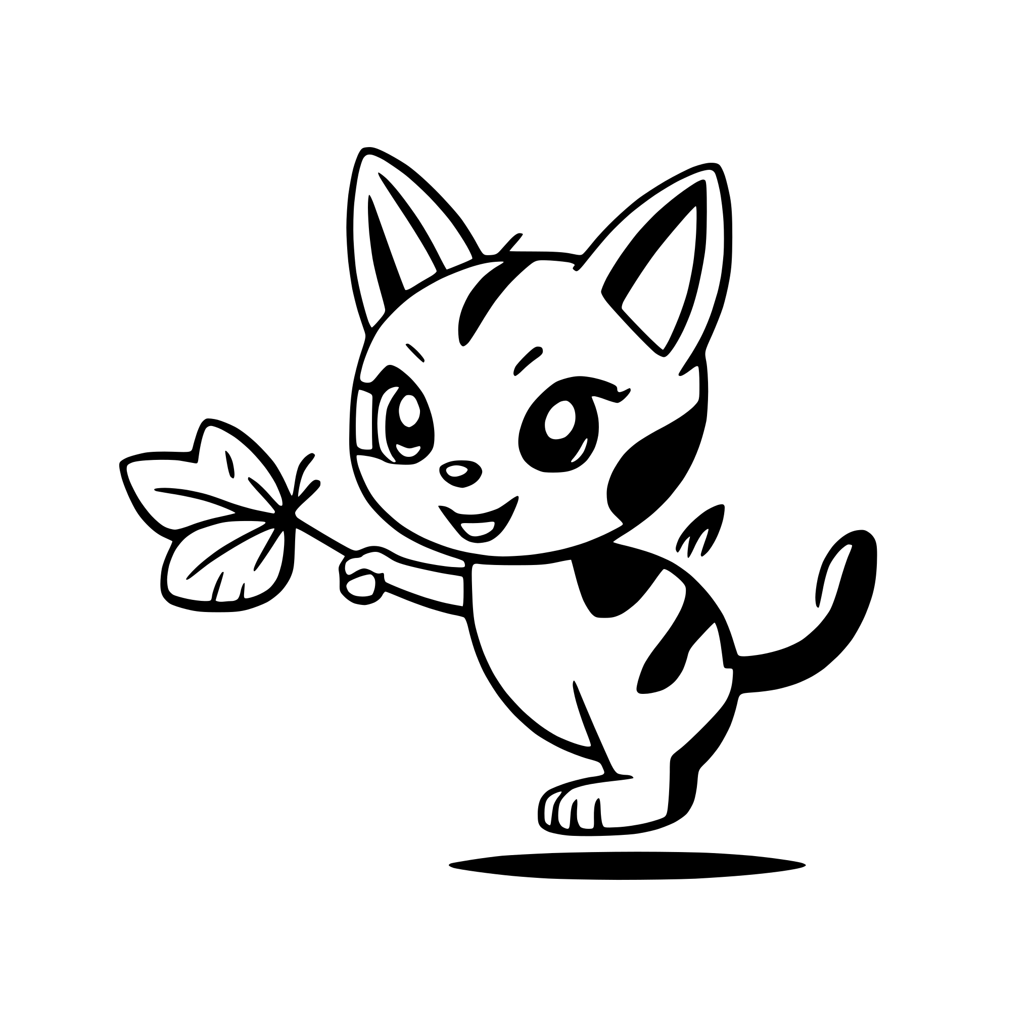 AI-generated SVG of a a playful kitten chasing a butterfly