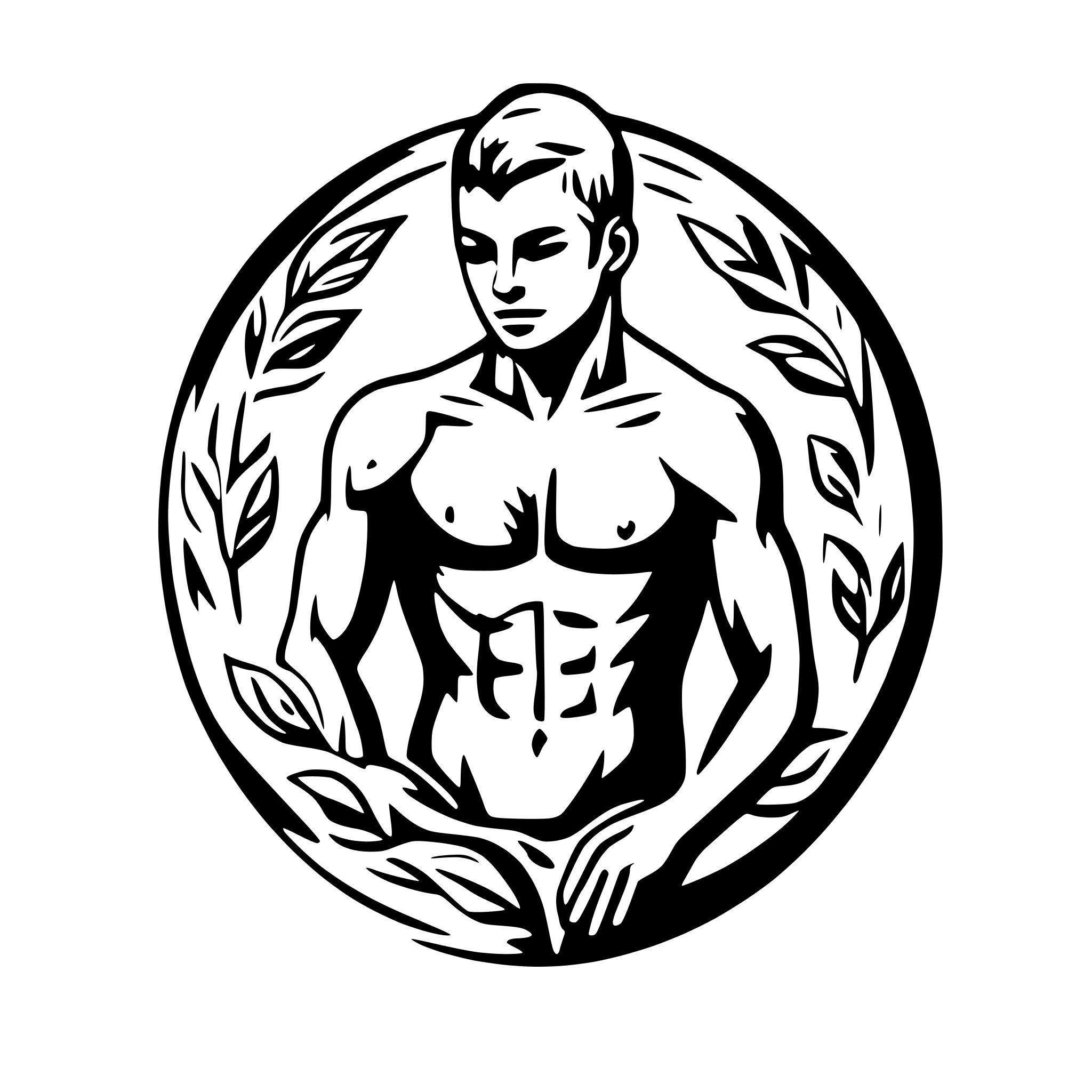 AI-generated SVG of a nude male with tattoos