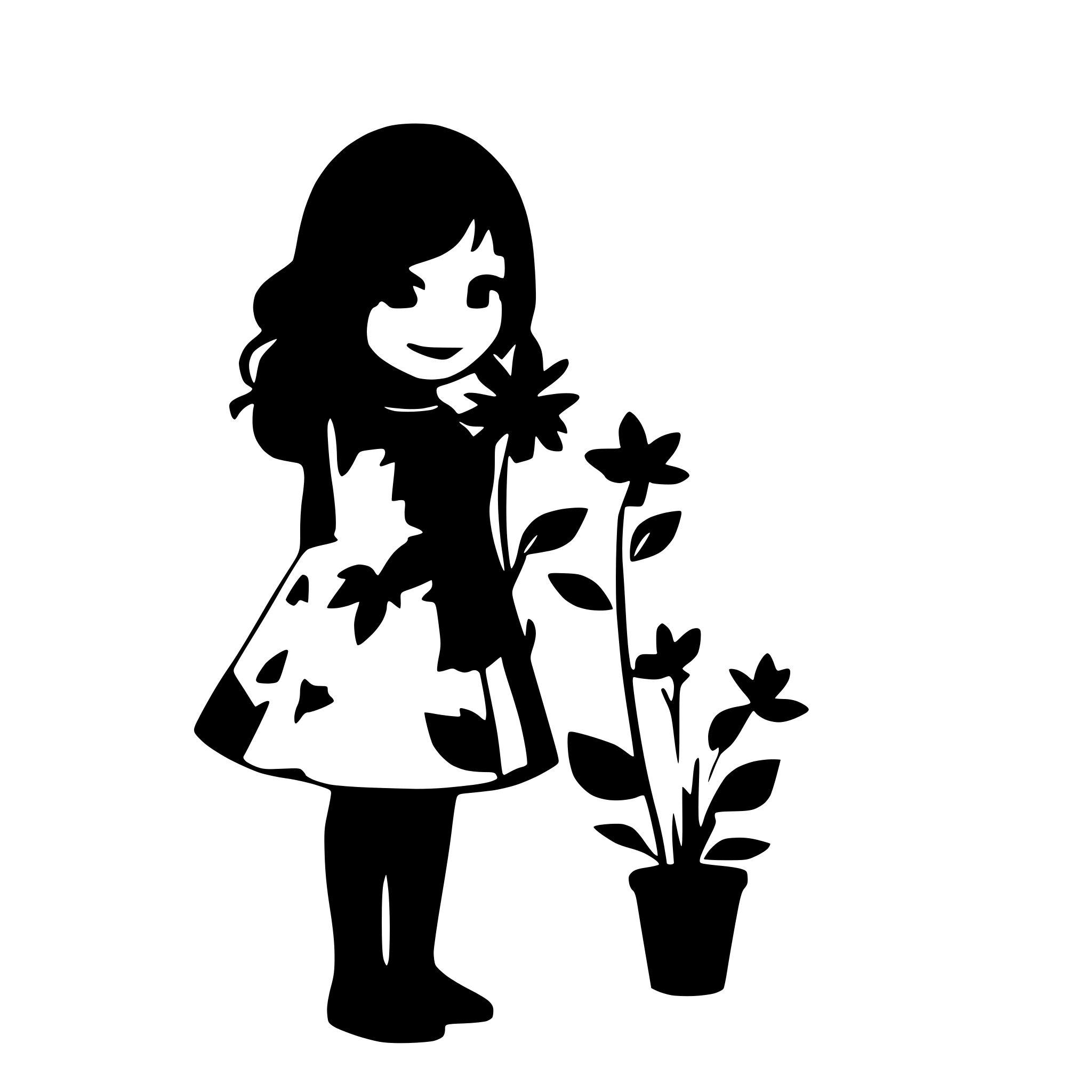 AI-generated SVG of a little girl with flower silhouette