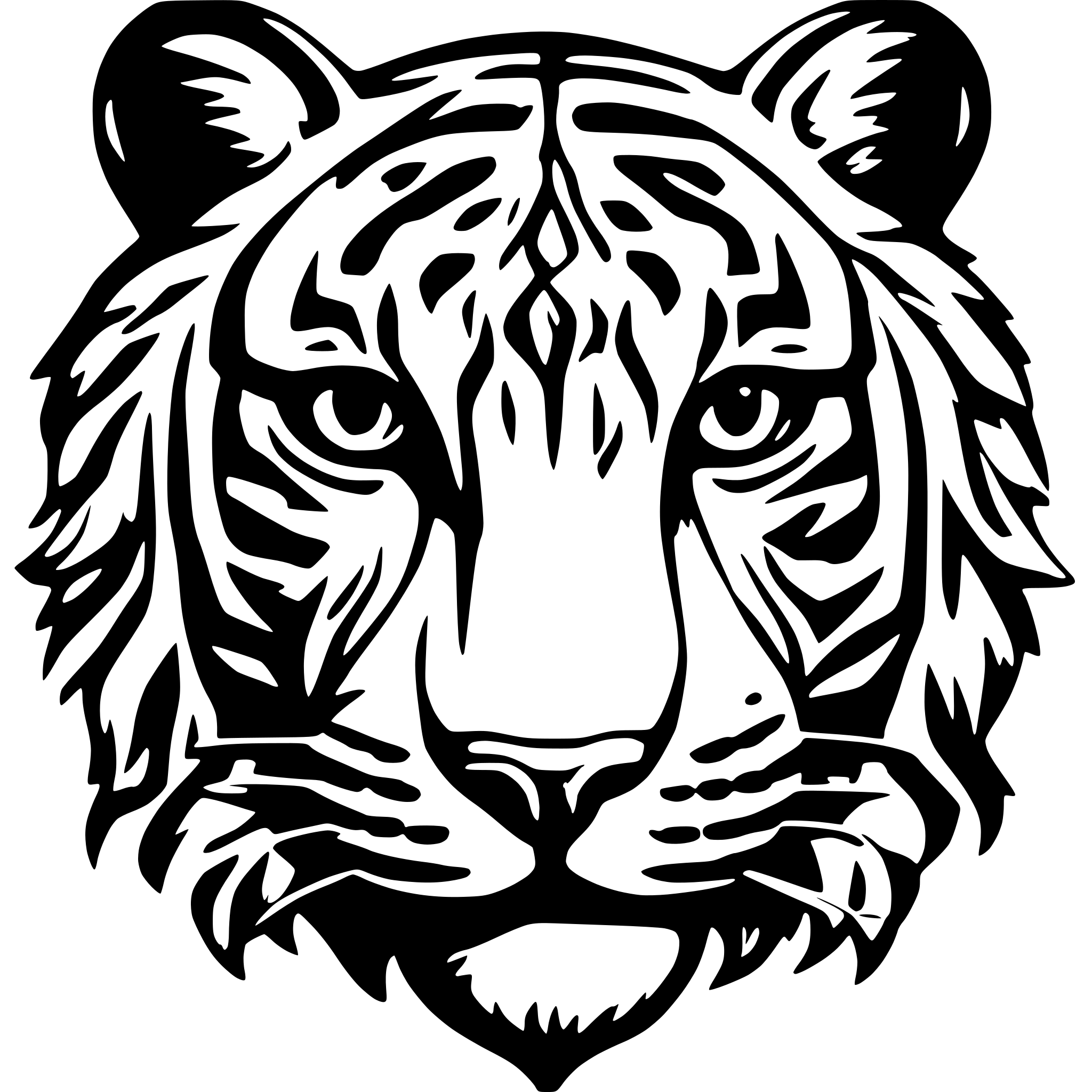 AI-generated SVG of a picasso style of a tiger head