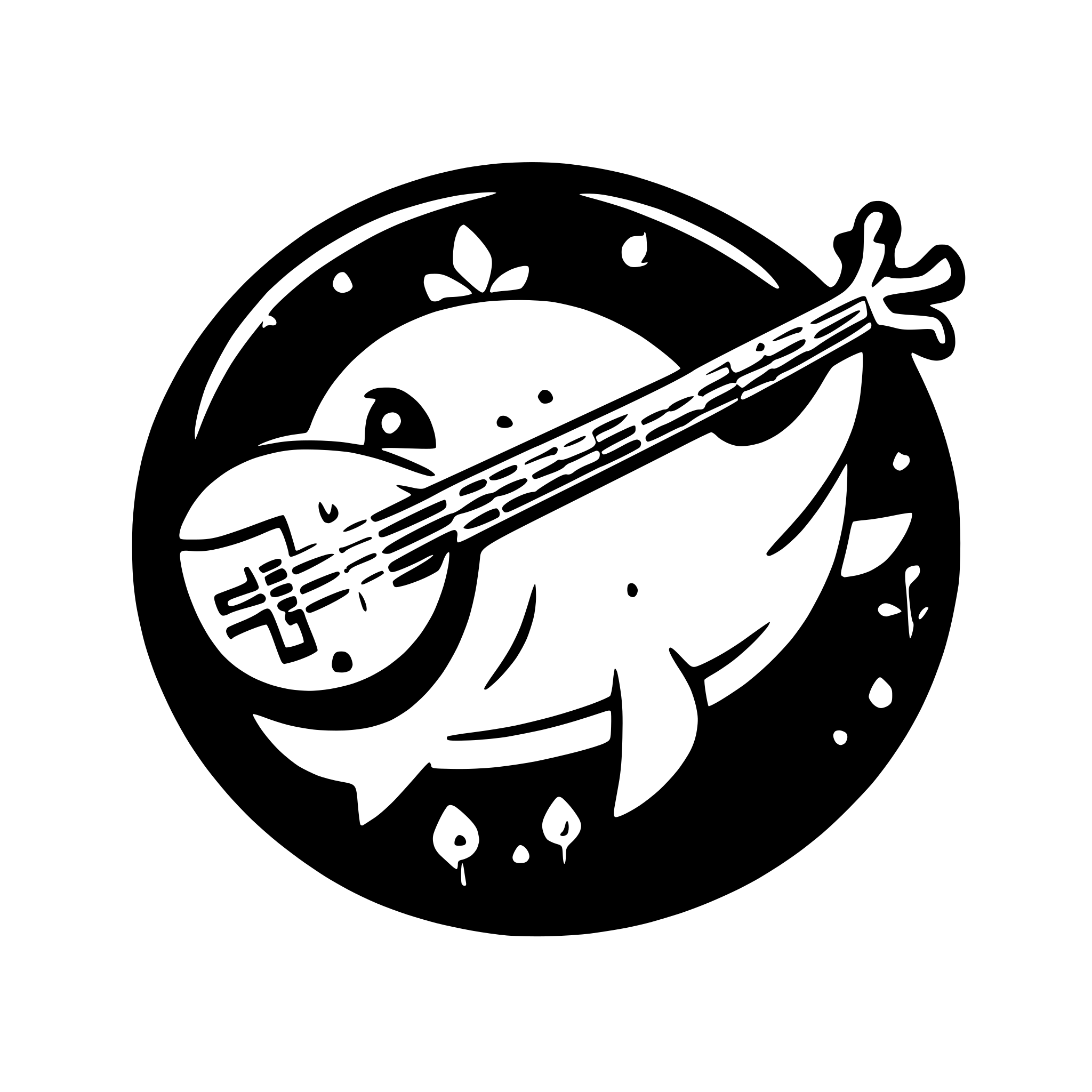 AI-generated SVG of a a cute whale playing a lute