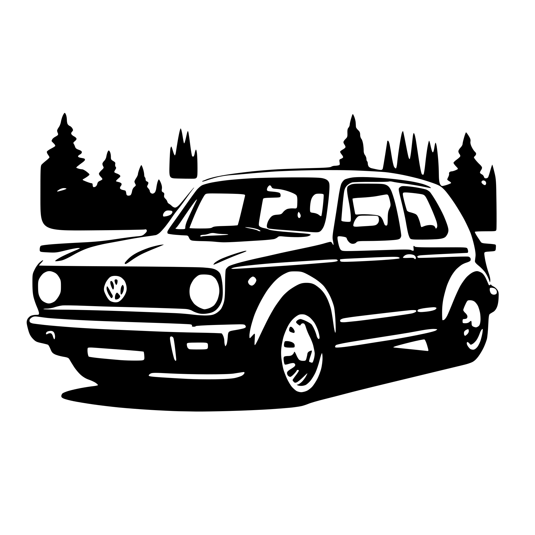AI-generated SVG of a front view of a vw golf