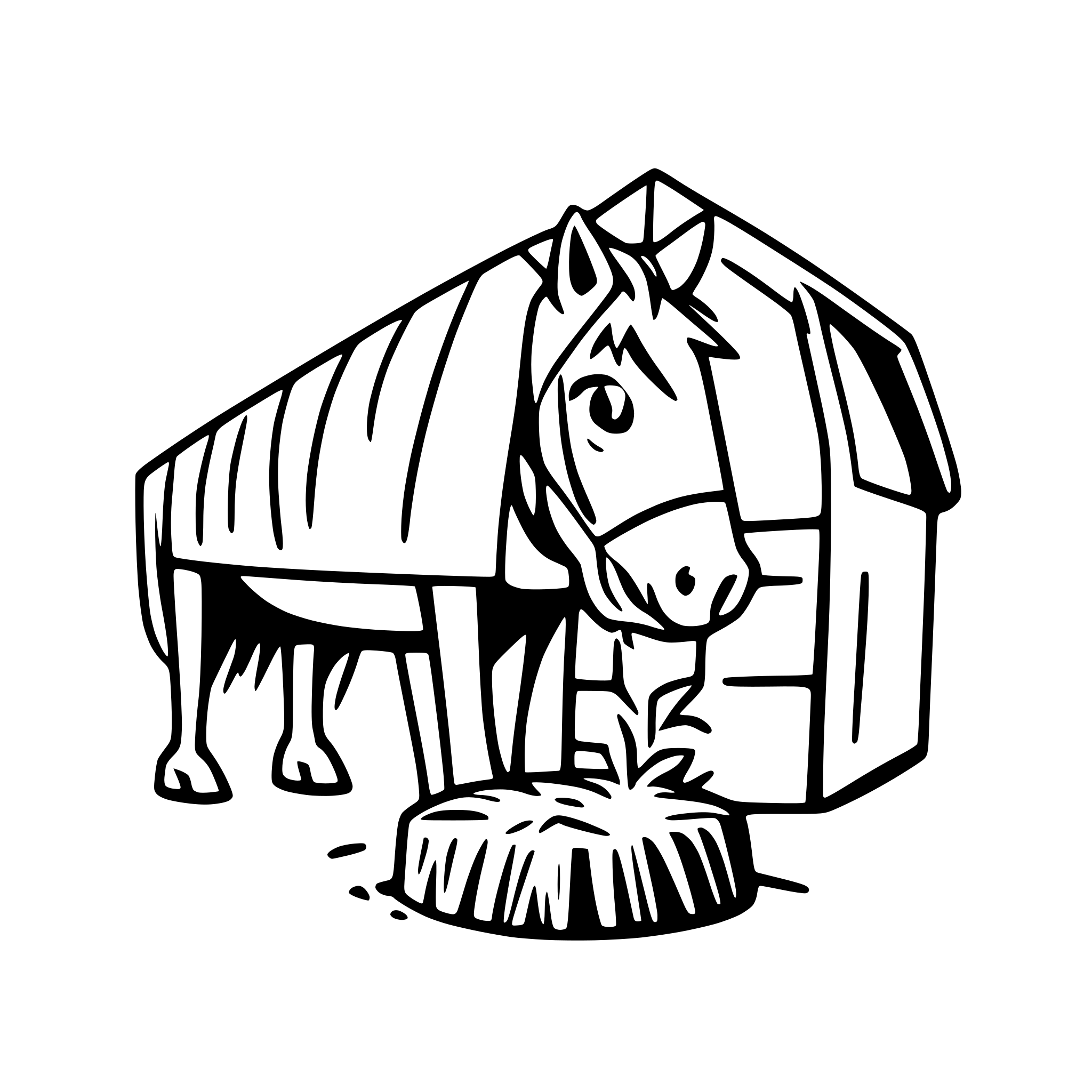 AI-generated SVG of '"Illustrate a horse eating hay from a barn."'