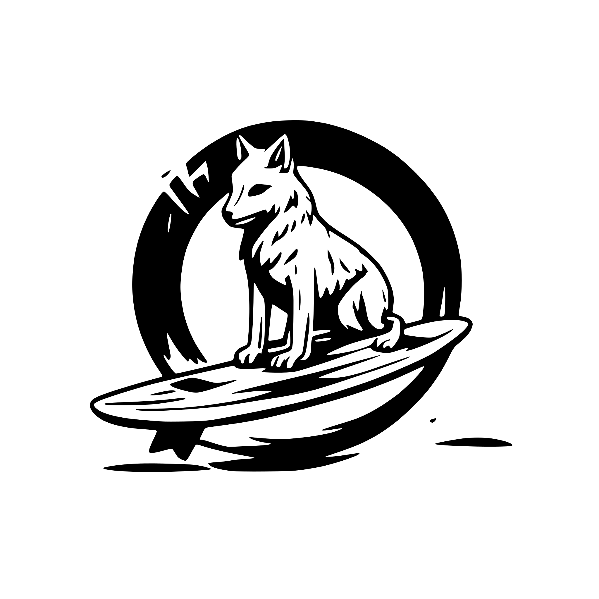 AI-generated SVG of a wolf on surfboard