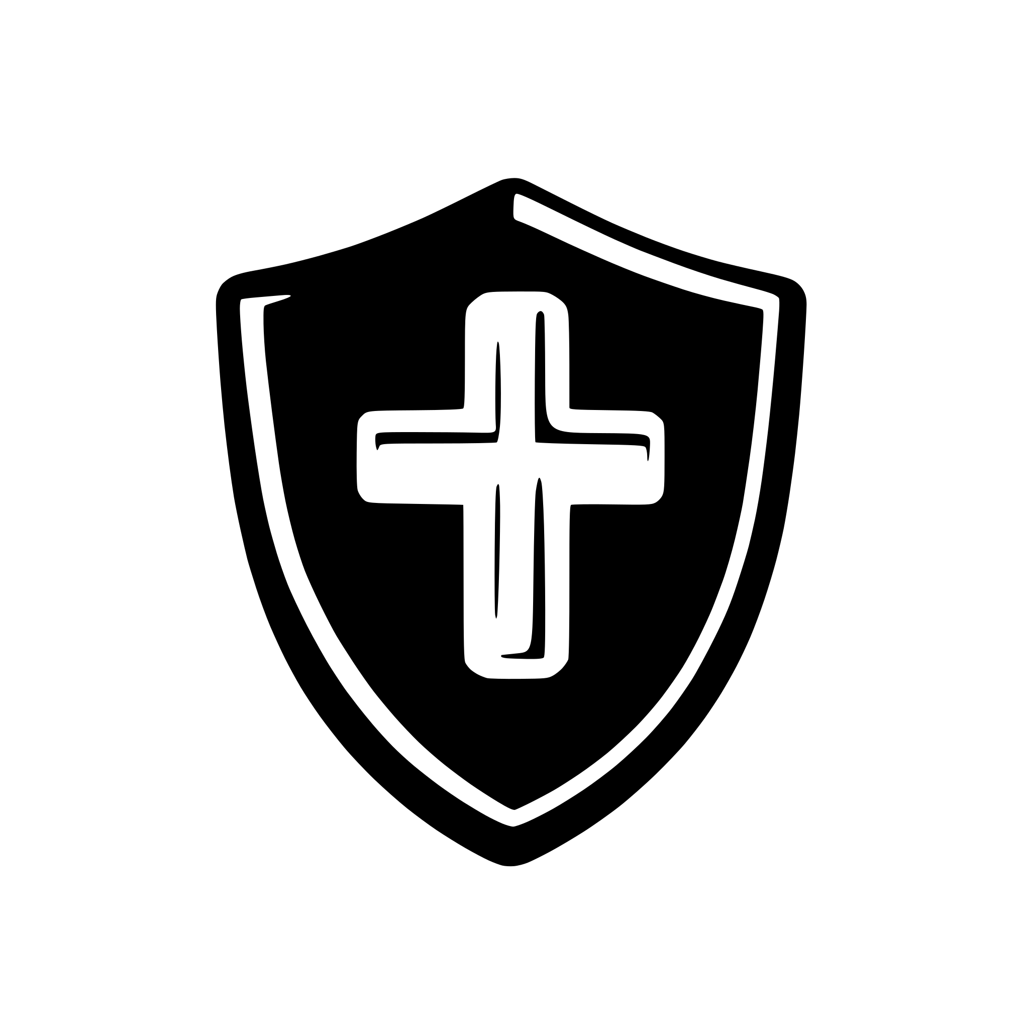 AI-generated SVG of a Plain solid Black shield with solid white cross