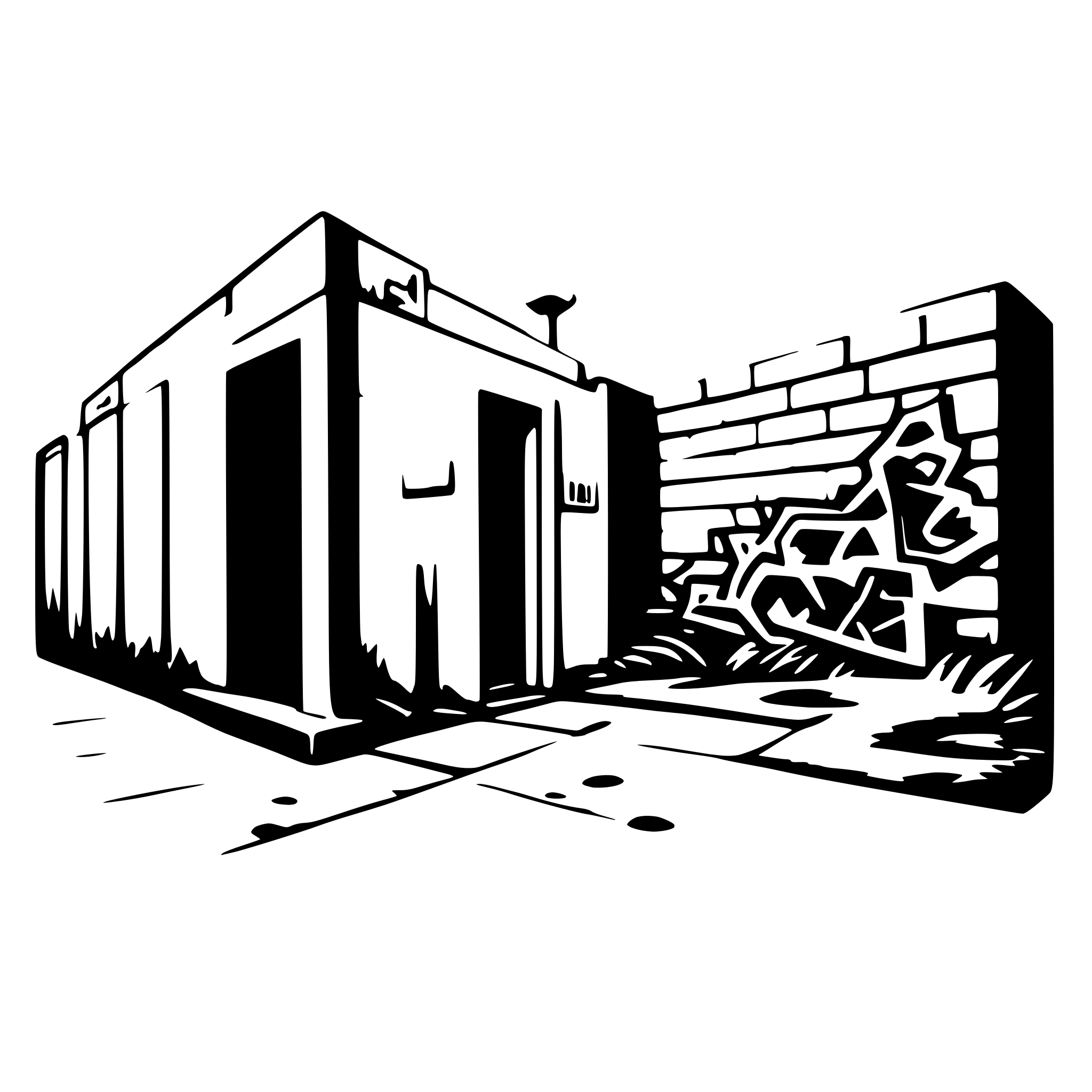 AI-generated SVG of a the comic style, a wall, with graffiti