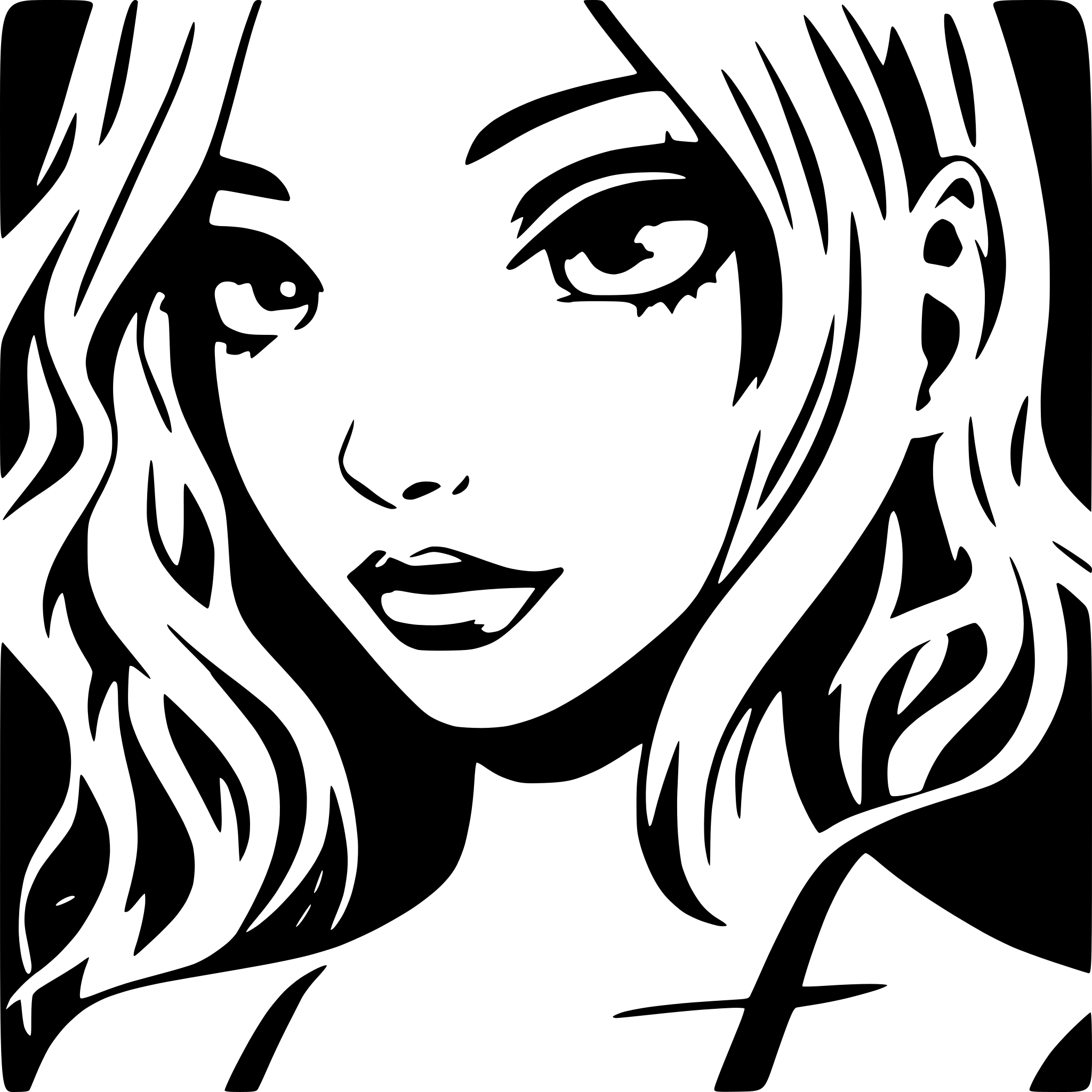 AI-generated SVG of a woman face, side view, sharp, kiss from lips, closed eyes, long straight hair, seductive, sexy