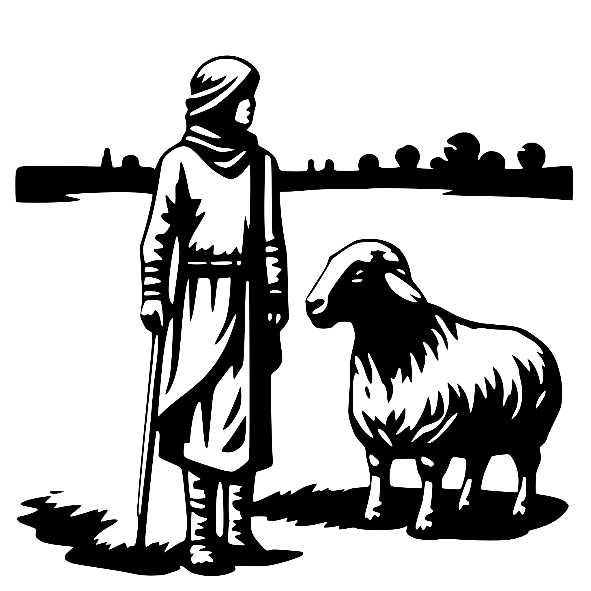 AI-generated SVG of 'faceless shepherd with sheep abstract'