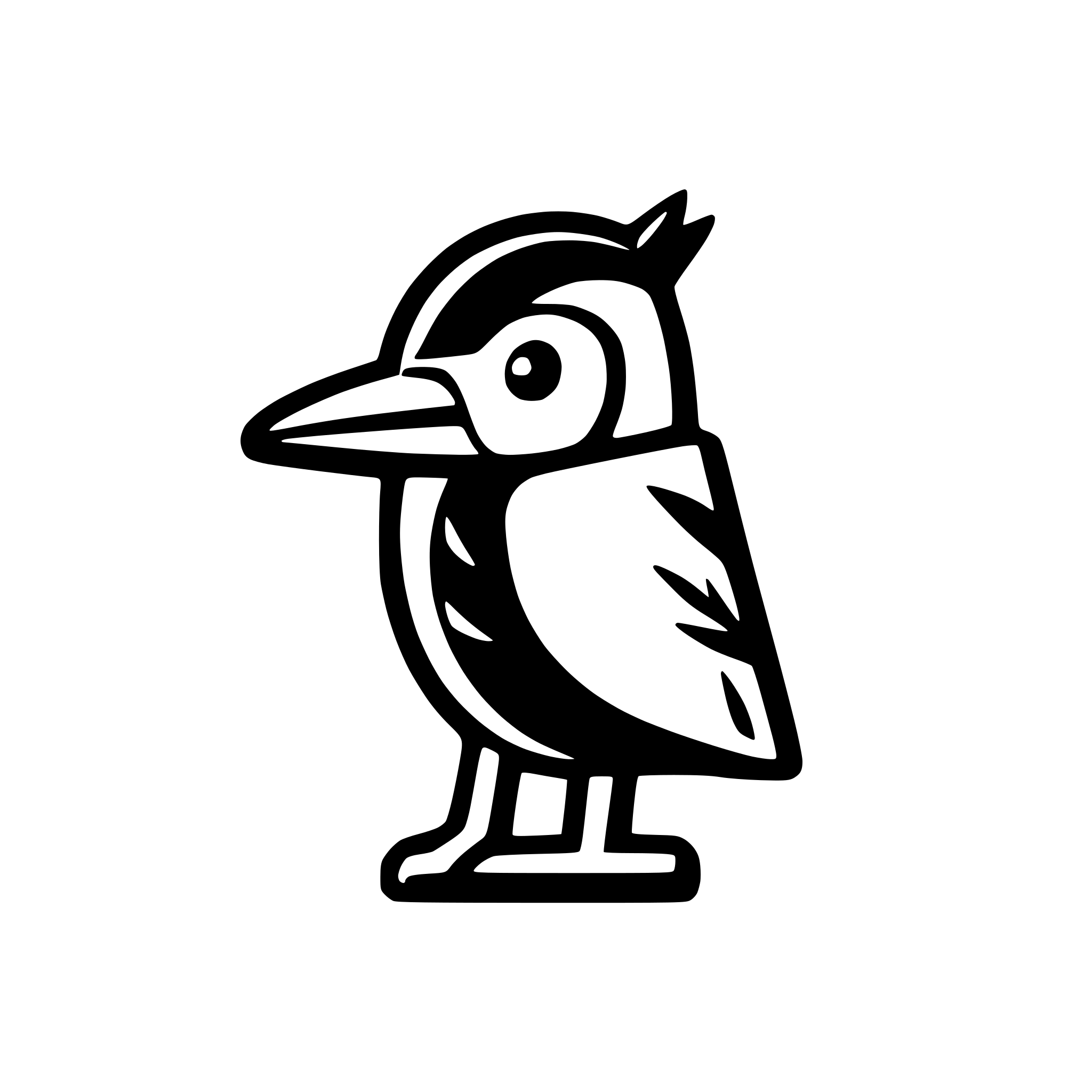 AI-generated SVG of a woodpecker, logo, simple outline